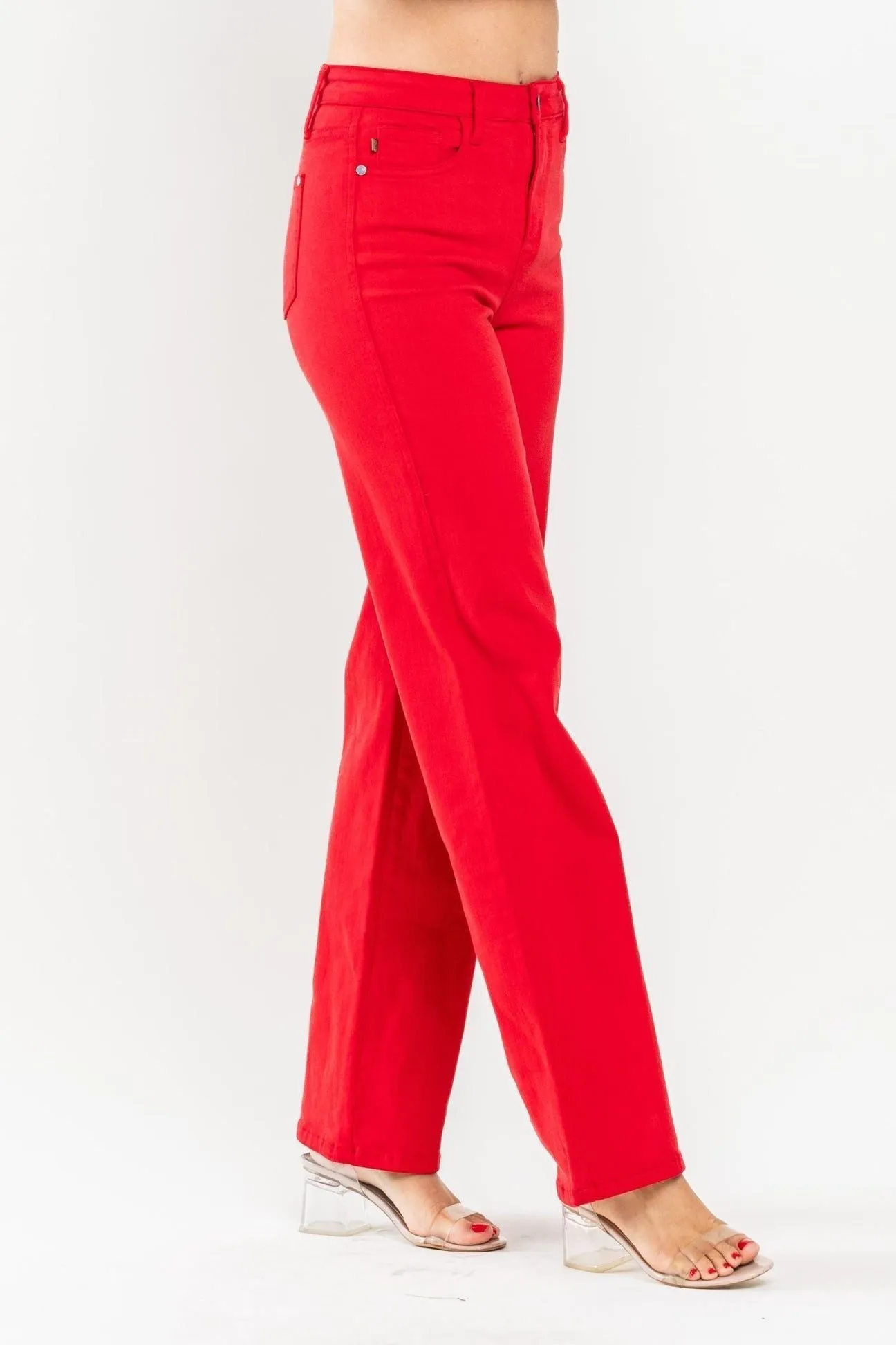 Judy blue High Waist Red Garment Dyed 90's Straight Jeans (reg and curvy)