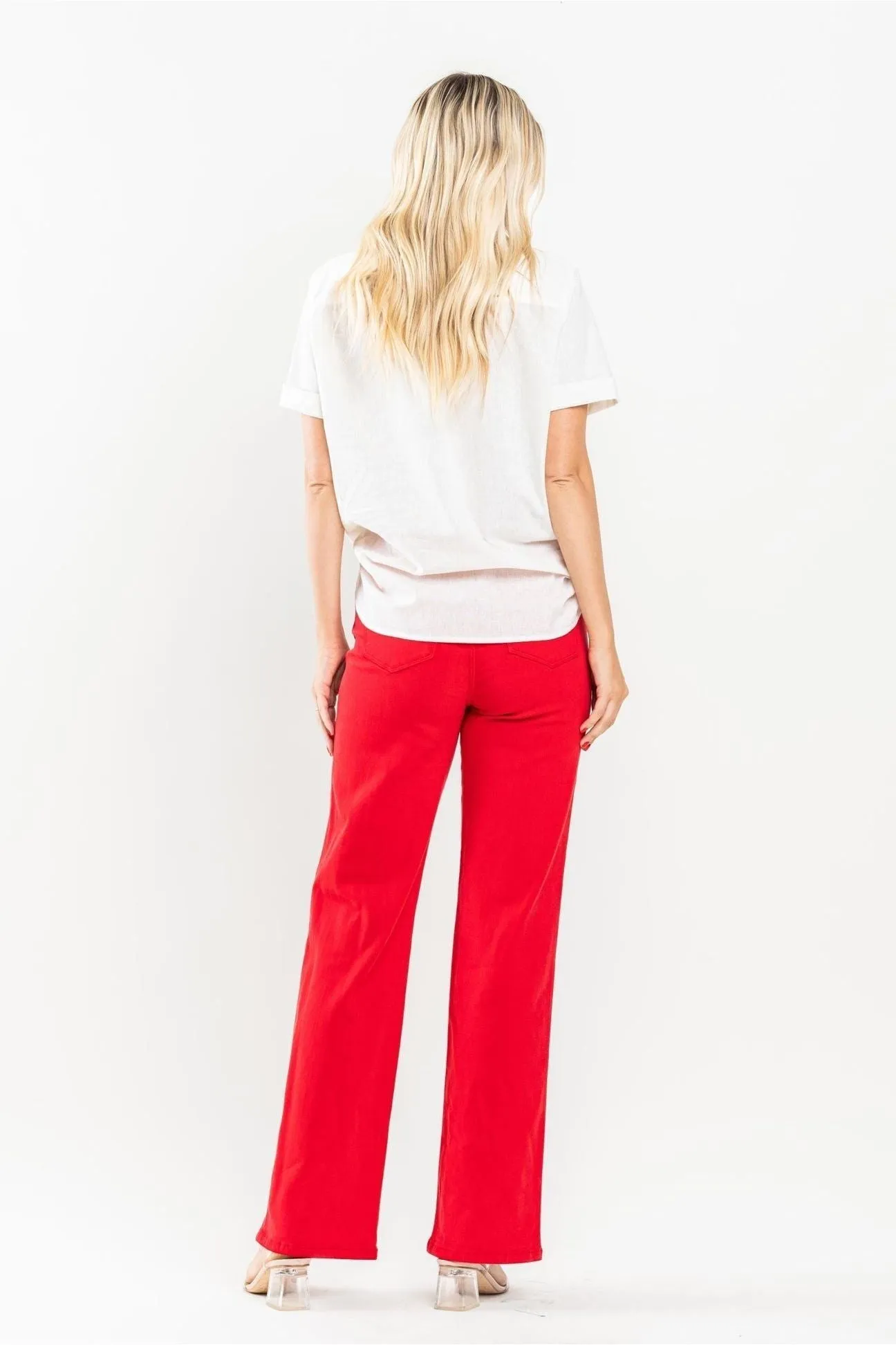 Judy blue High Waist Red Garment Dyed 90's Straight Jeans (reg and curvy)