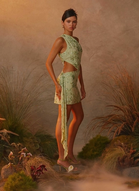 Practical-Style Juelz Beaded Mini Dress - Lime