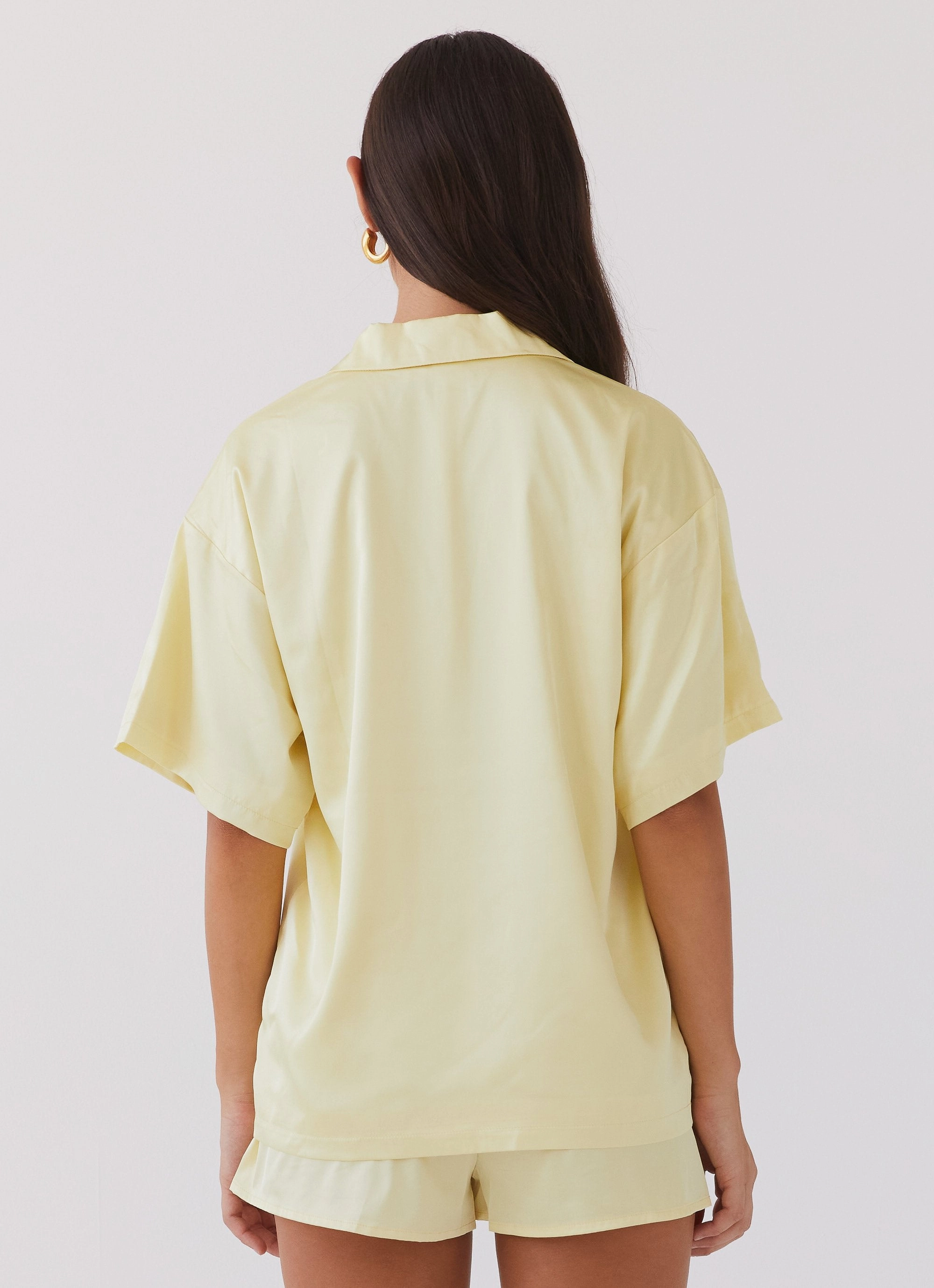Ventilation System Style Staple Julia Satin Oversized Shirt - Lemon