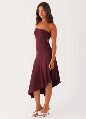 Stylish Look Bow Soft Juliana Midi Dress - Mulberry