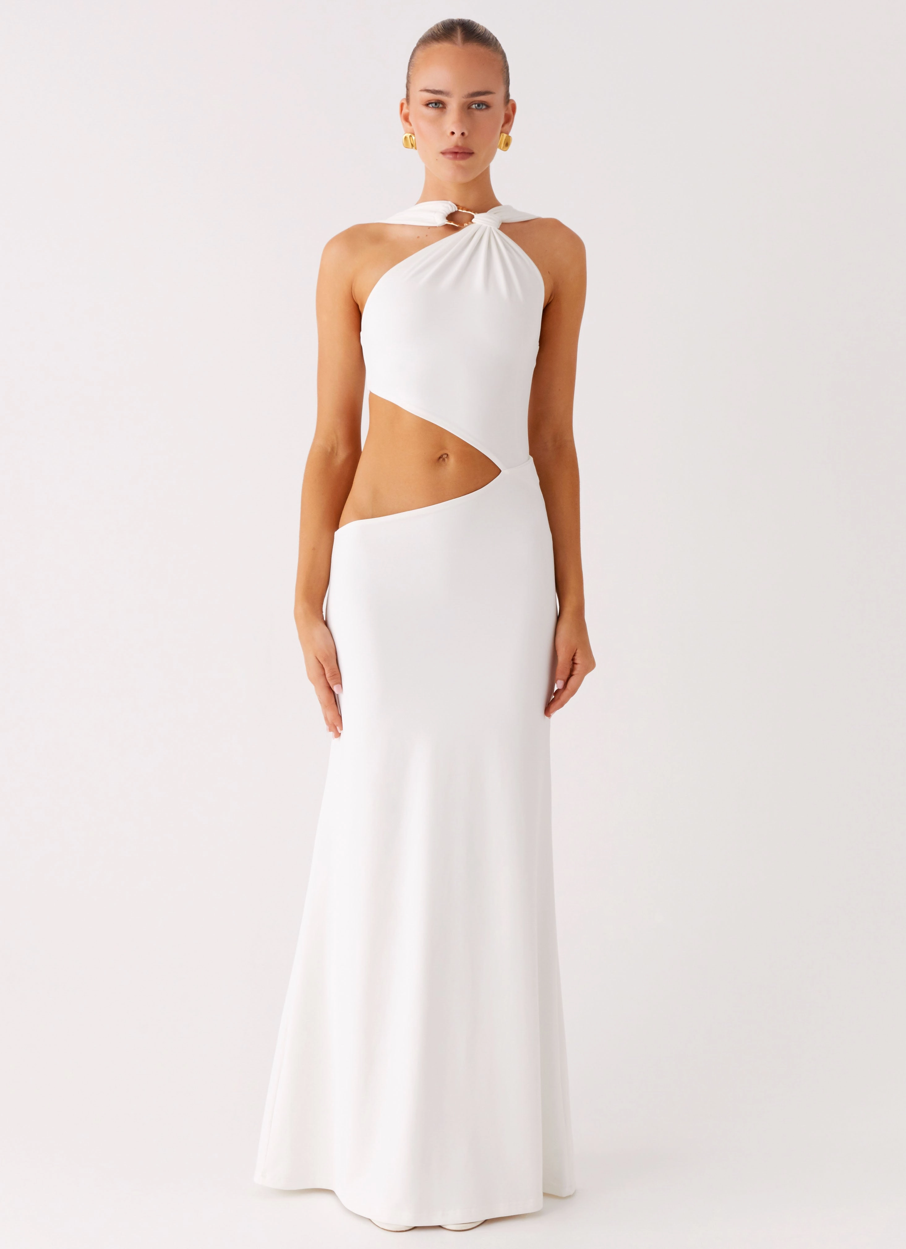 Juliander Knot Maxi Dress - White Chic and Flattering Go To Wear