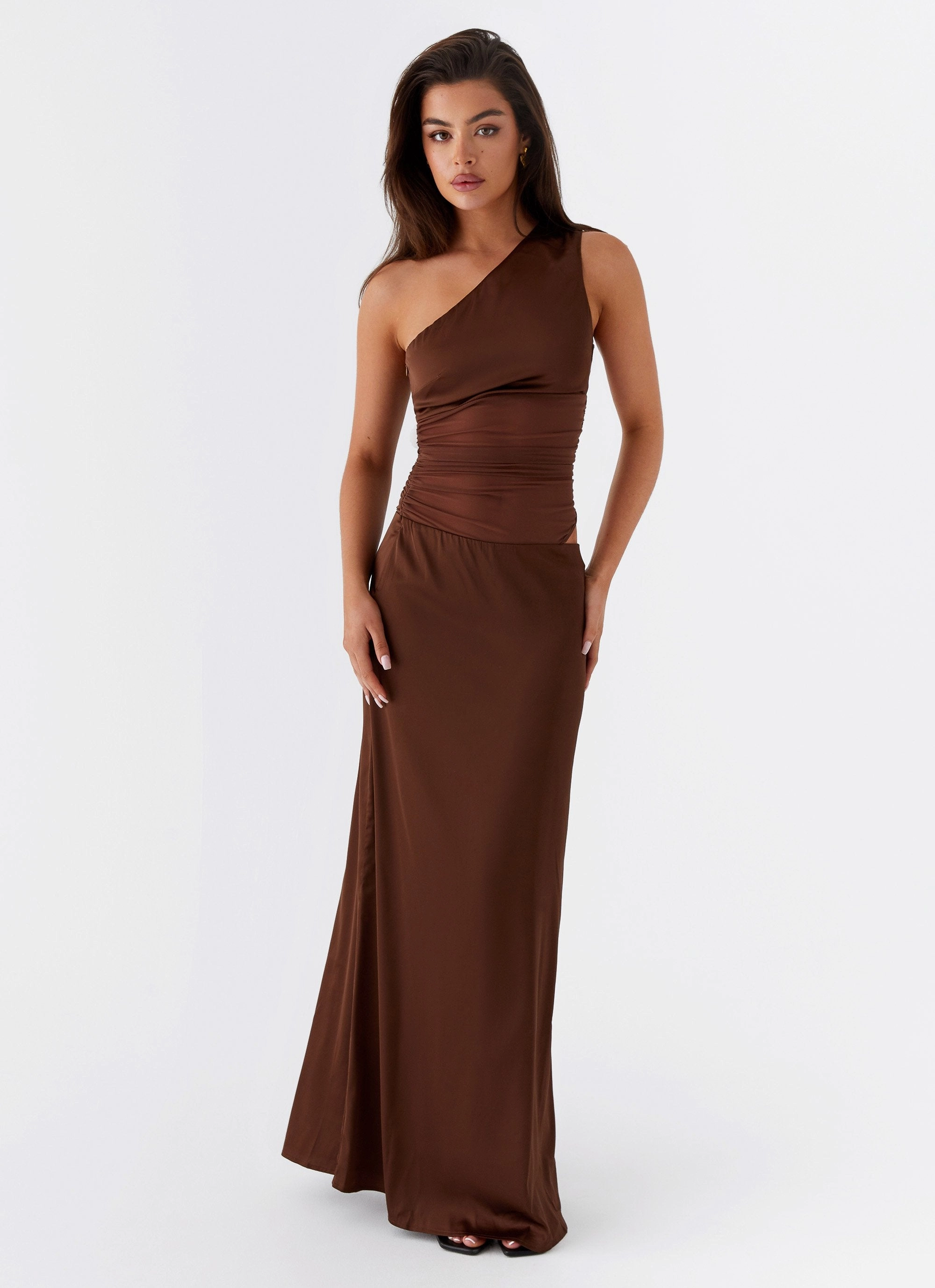 Juliette Maxi Dress - Chocolate Button Accent Anti-bacterial