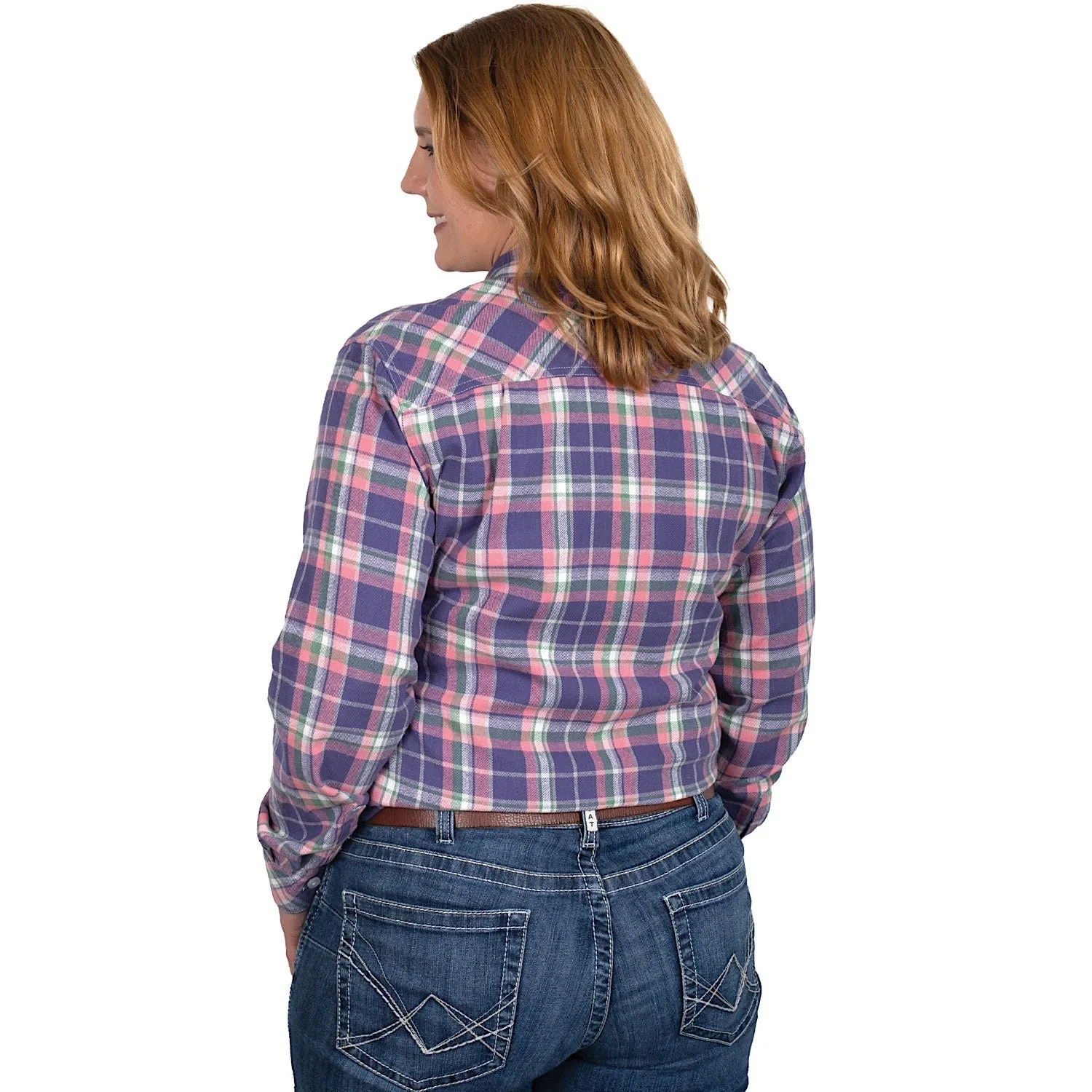 Just Country Womens Brooke Workshirt Flannel Plaid Indigo/Pink