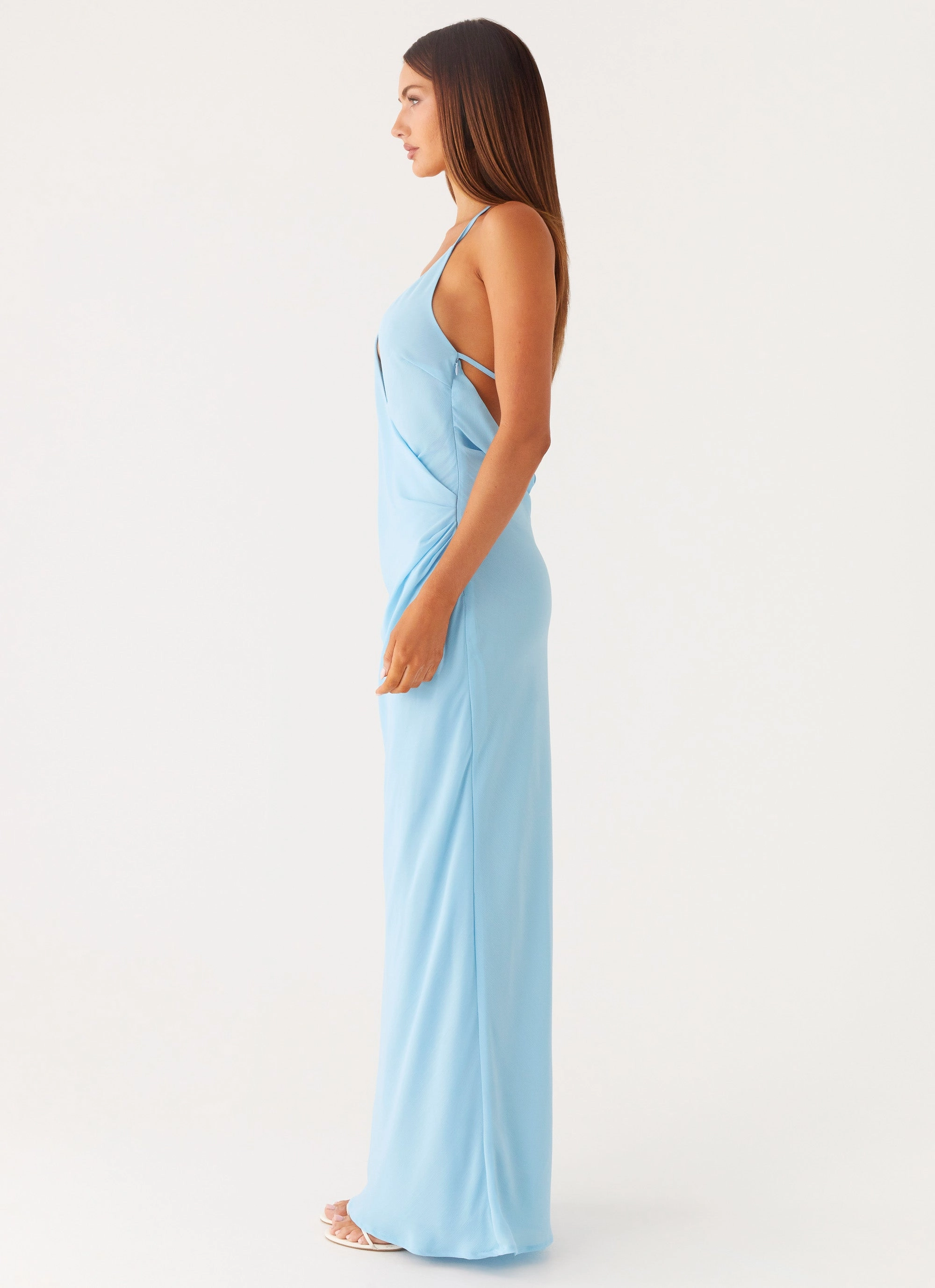 Just A Kiss Cowl Maxi Dress - Turquoise Trendy And Comfortable Soft Layers