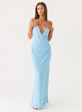 Evening Ready Just A Kiss Cowl Maxi Dress - Turquoise