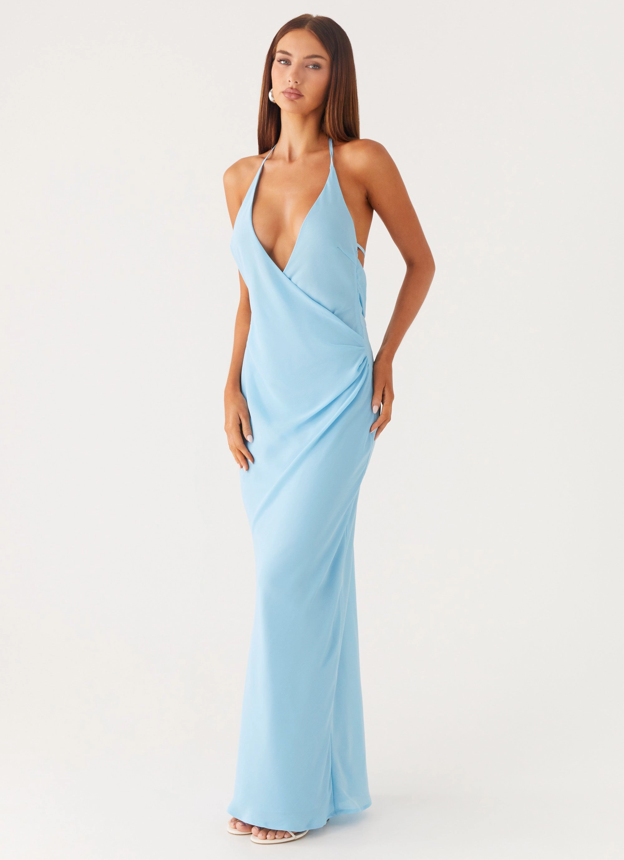 Just A Kiss Cowl Maxi Dress - Turquoise Soft and Smooth loose silhouette