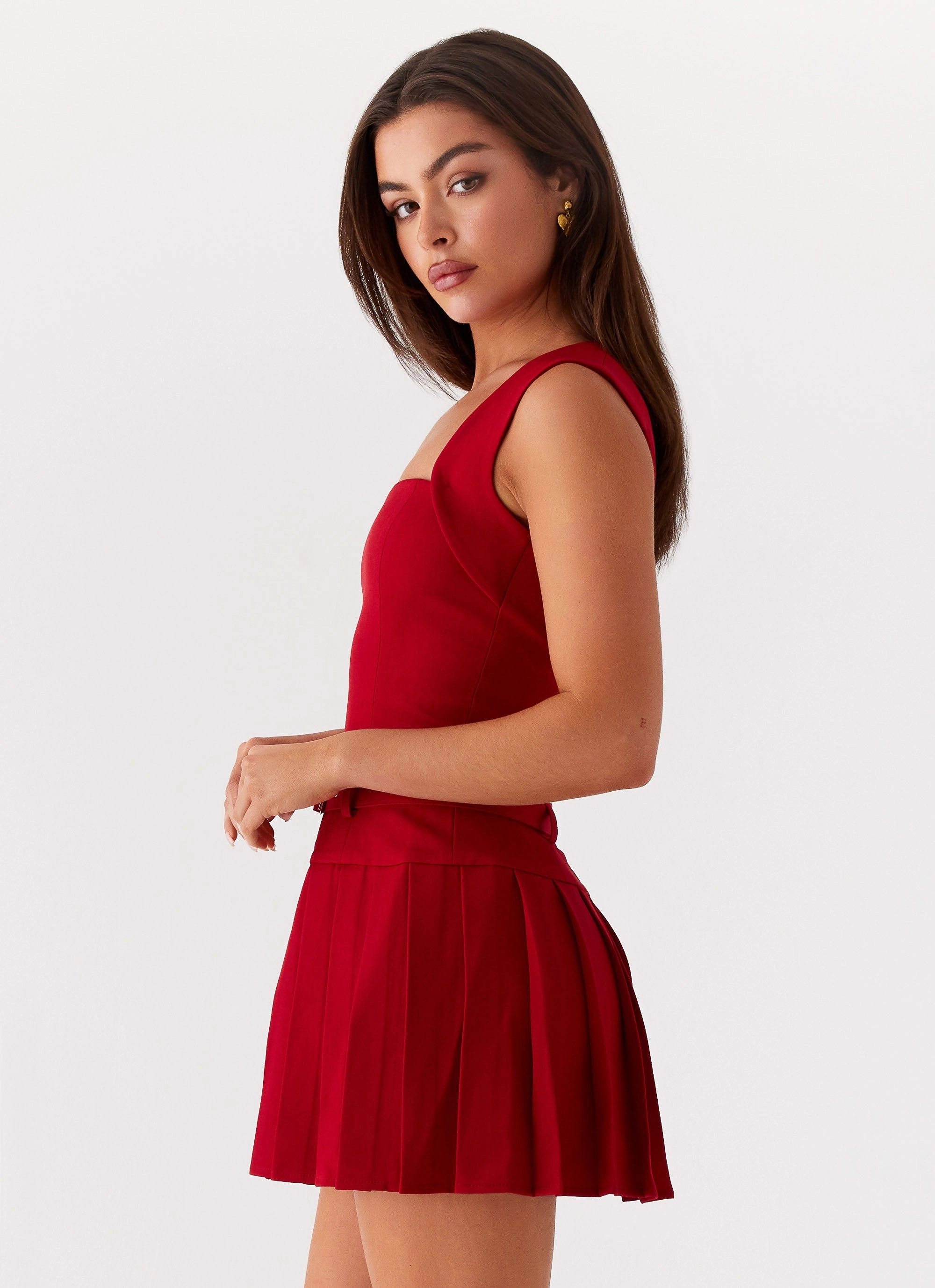 Evening Look Justina Belted Mini Dress - Red