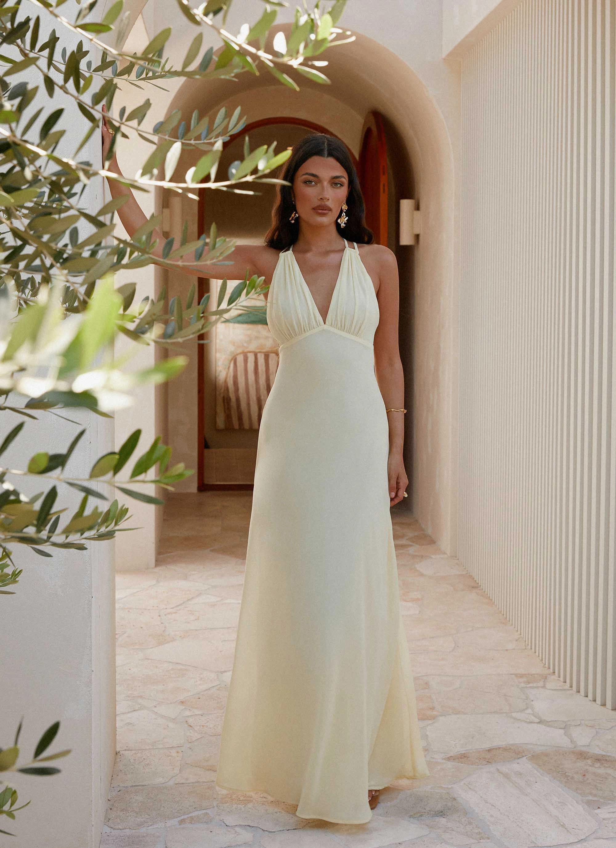 Tailored-fit Kacia Maxi Dress - Lemon