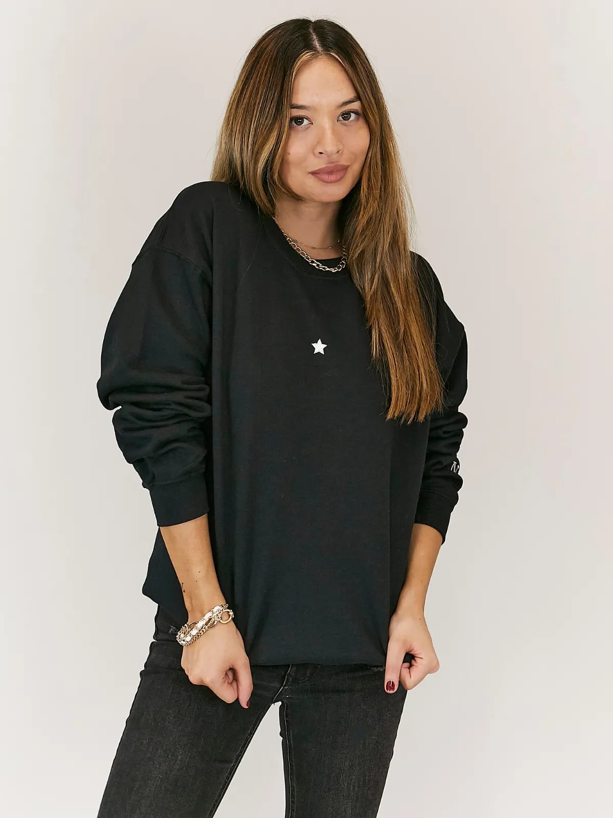 Kai Personalised Round Neck Star Sweater / Black FlexFoamInserts