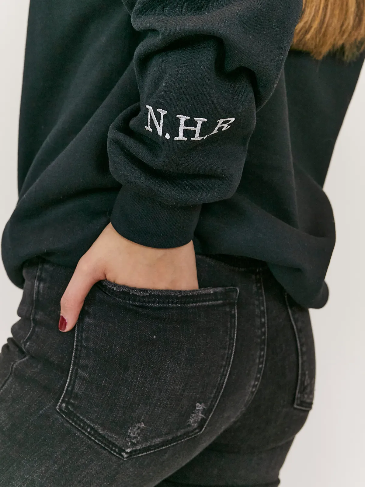 Kai Personalised Round Neck Star Sweater / Black Layered Neckline Details