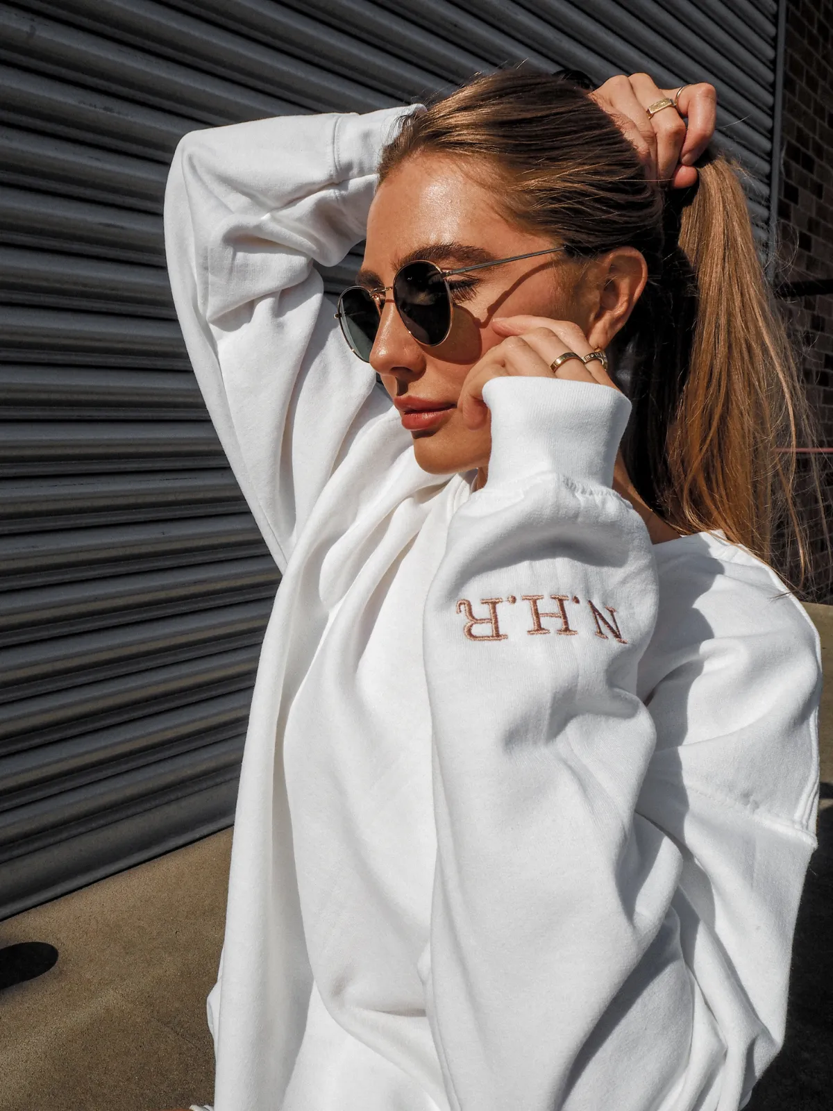 Wardrobe Classic Cold Daywear Kai Personalised Round Neck Star Sweater / White