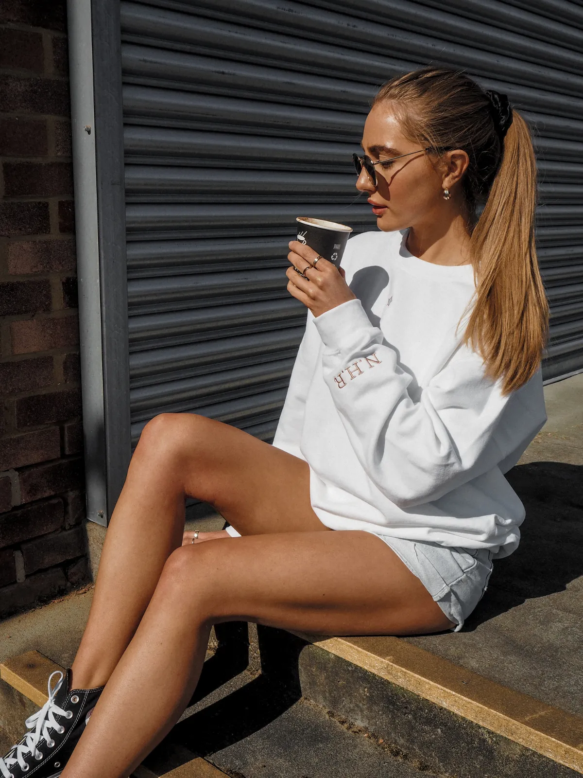 Hypoallergenic Fiber Blend Autumn favorite Kai Personalised Round Neck Star Sweater / White