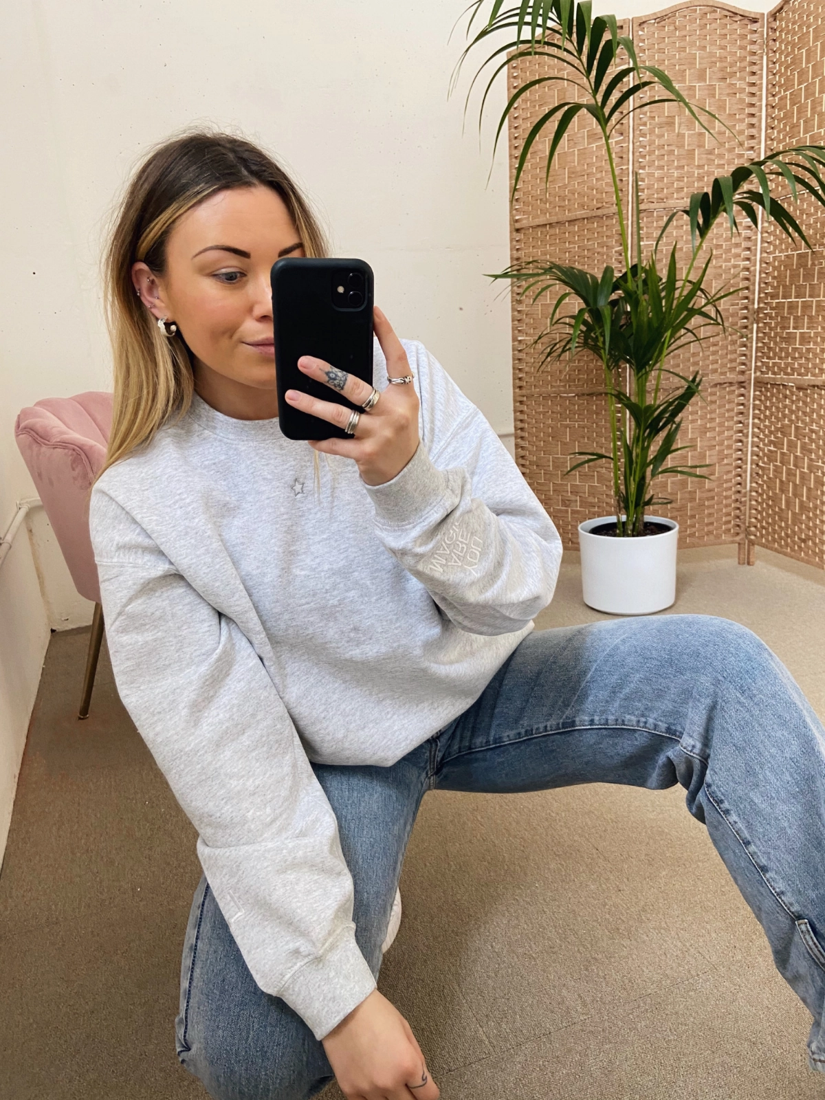 Layered Style Kai Personalised Round Neck Star Sweater / Grey