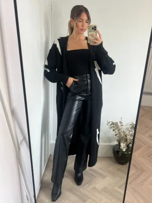 Kaia Lightning Print Long Cardigan / Black Garment Shaping Panels Sweater Pilling Prevention Tips