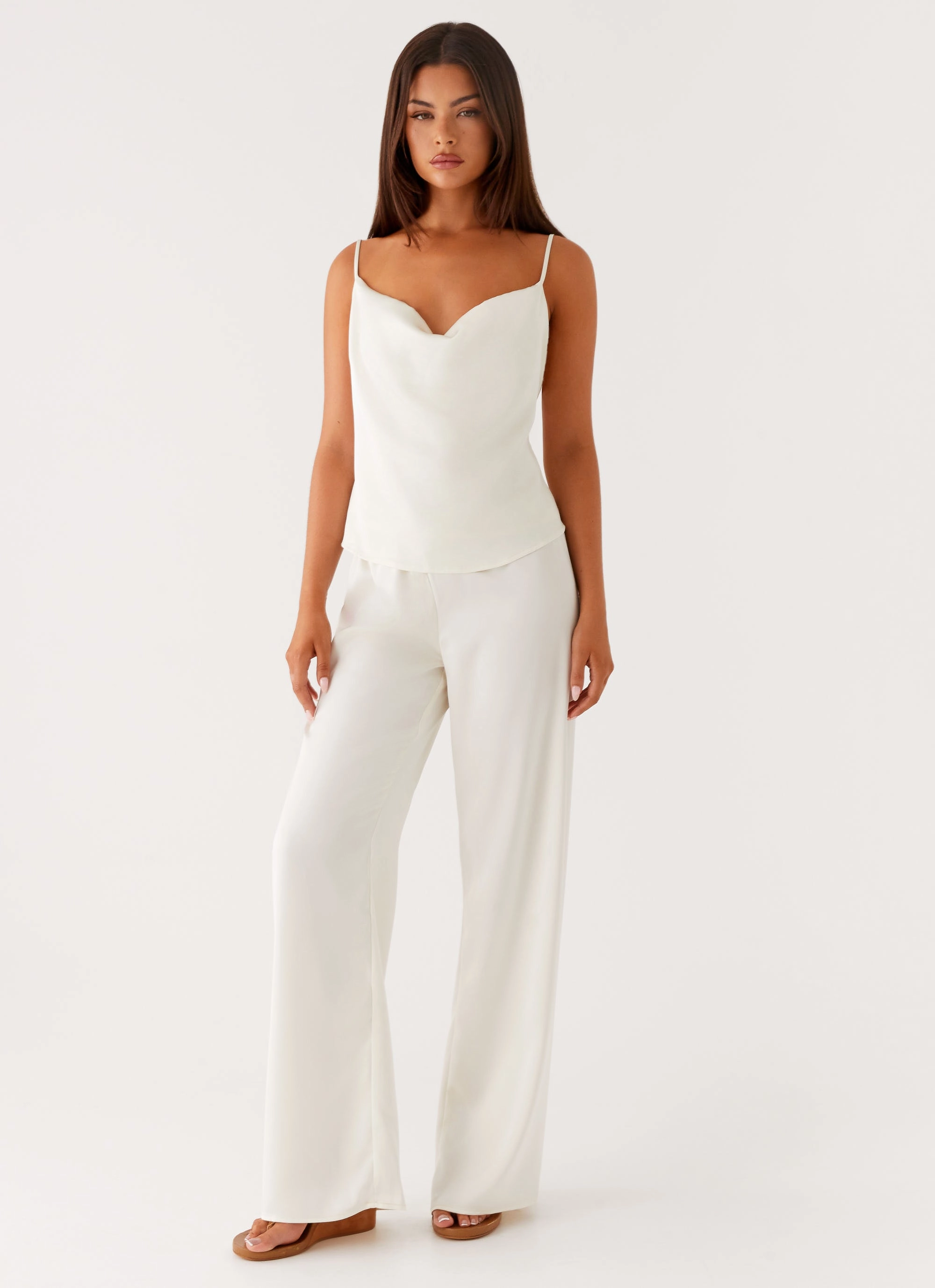 Hooded Attachment Thick Fabric Kaia Cowl Neck Top - Butter