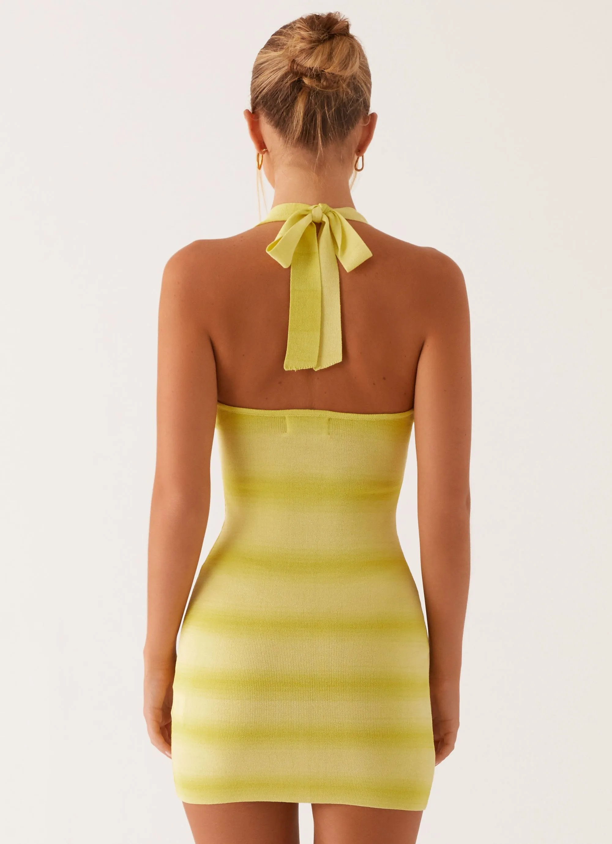 Kallie Knit Mini Dress - Yellow Polished Finish