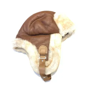 Kashani Cognac Shearling Aviator Hat