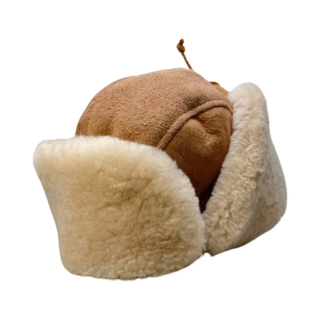 Kashani Tan Suede Shearling Aviator Hat