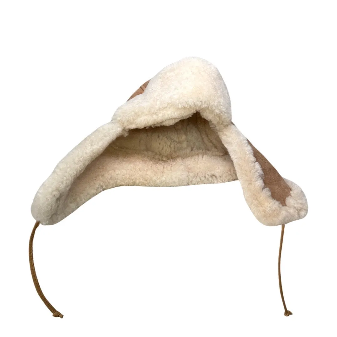Kashani Tan Suede Shearling Aviator Hat