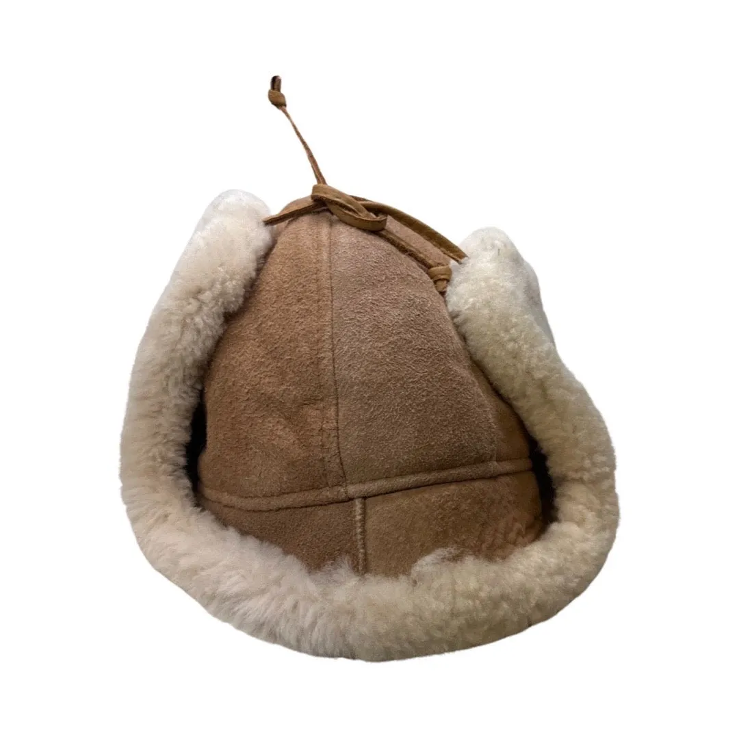 Kashani Tan Suede Shearling Aviator Hat