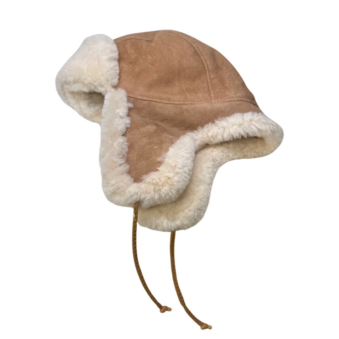 Kashani Tan Suede Shearling Aviator Hat