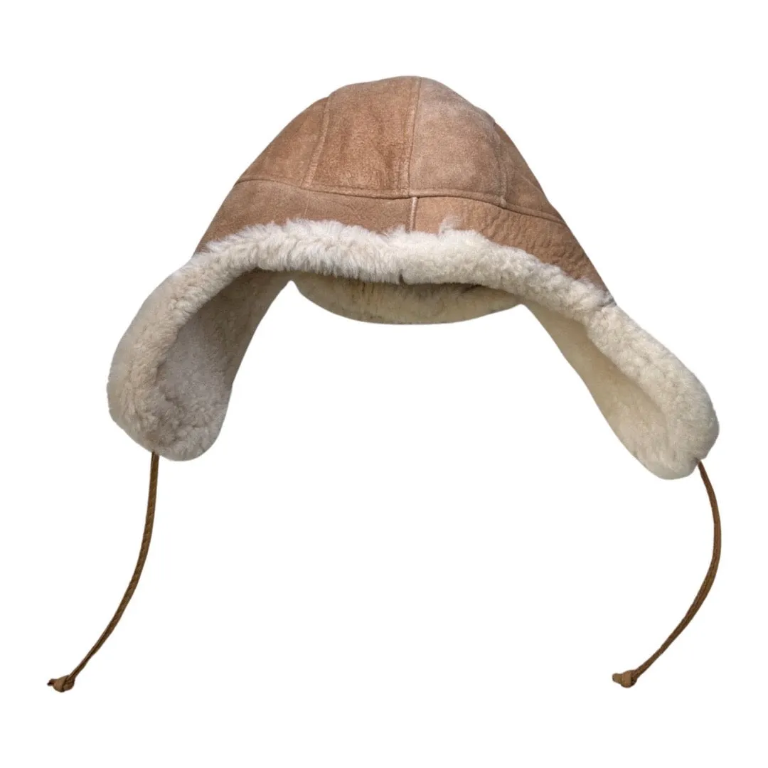 Kashani Tan Suede Shearling Aviator Hat