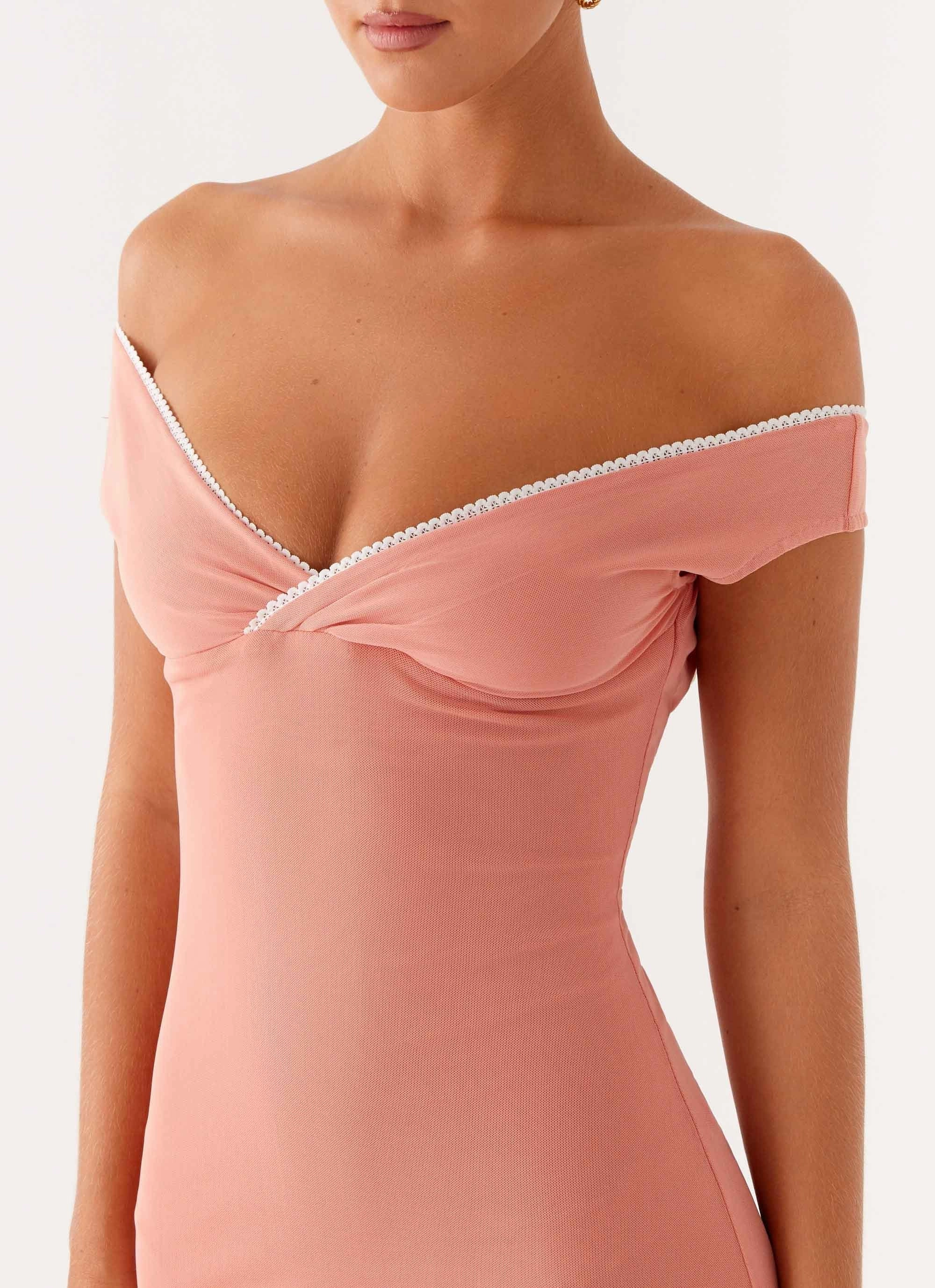 Katiya Maxi Dress - Peach Subtle Stitch Layered Texture