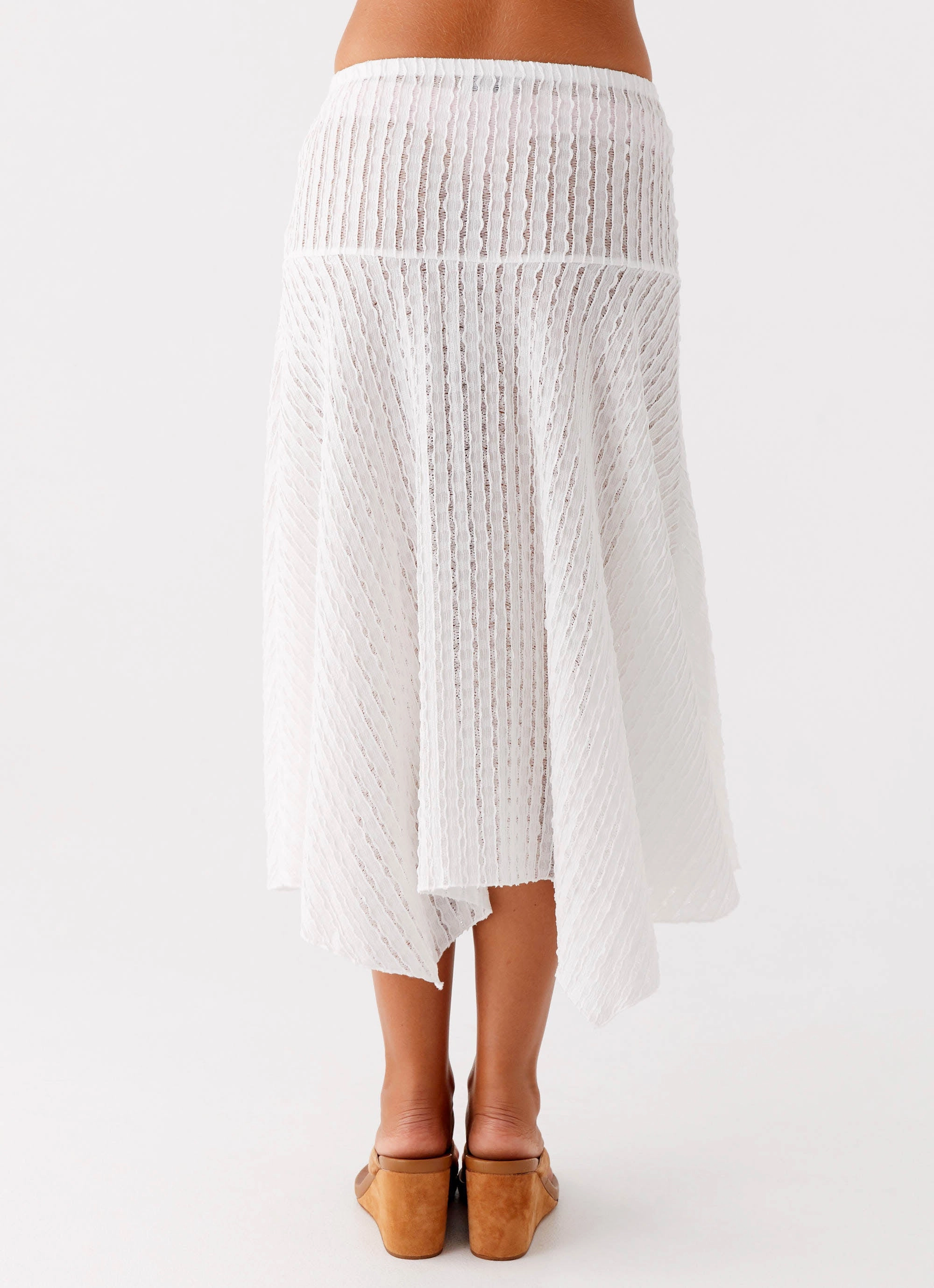Snag Free Fabric Dynamic Motion Katta Midi Skirt - Ivory