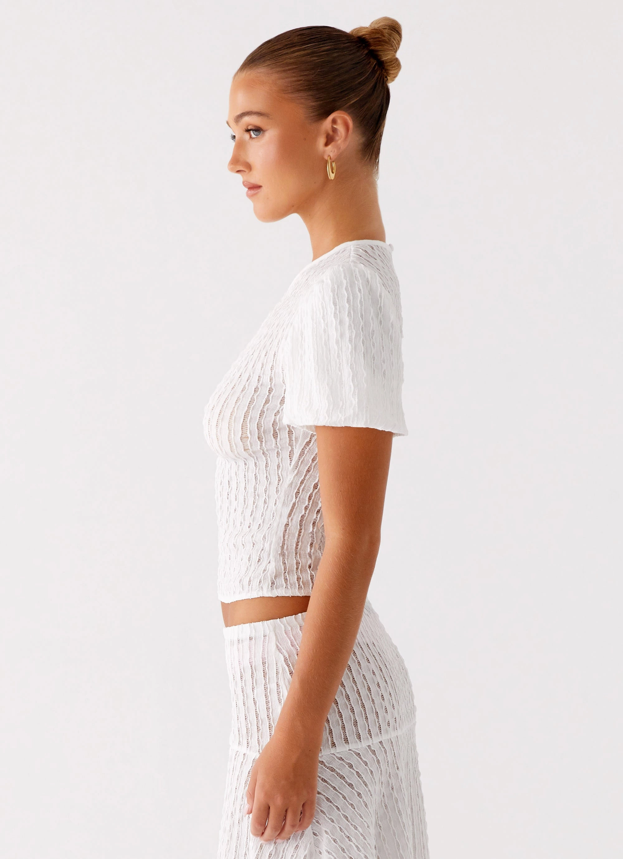 Katta Top - Ivory Layered Collar Design Layered Shoulder