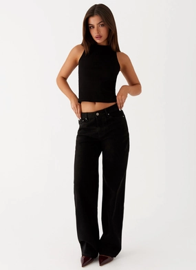Keanna Low Rise Denim Jeans - Black All Around Fit