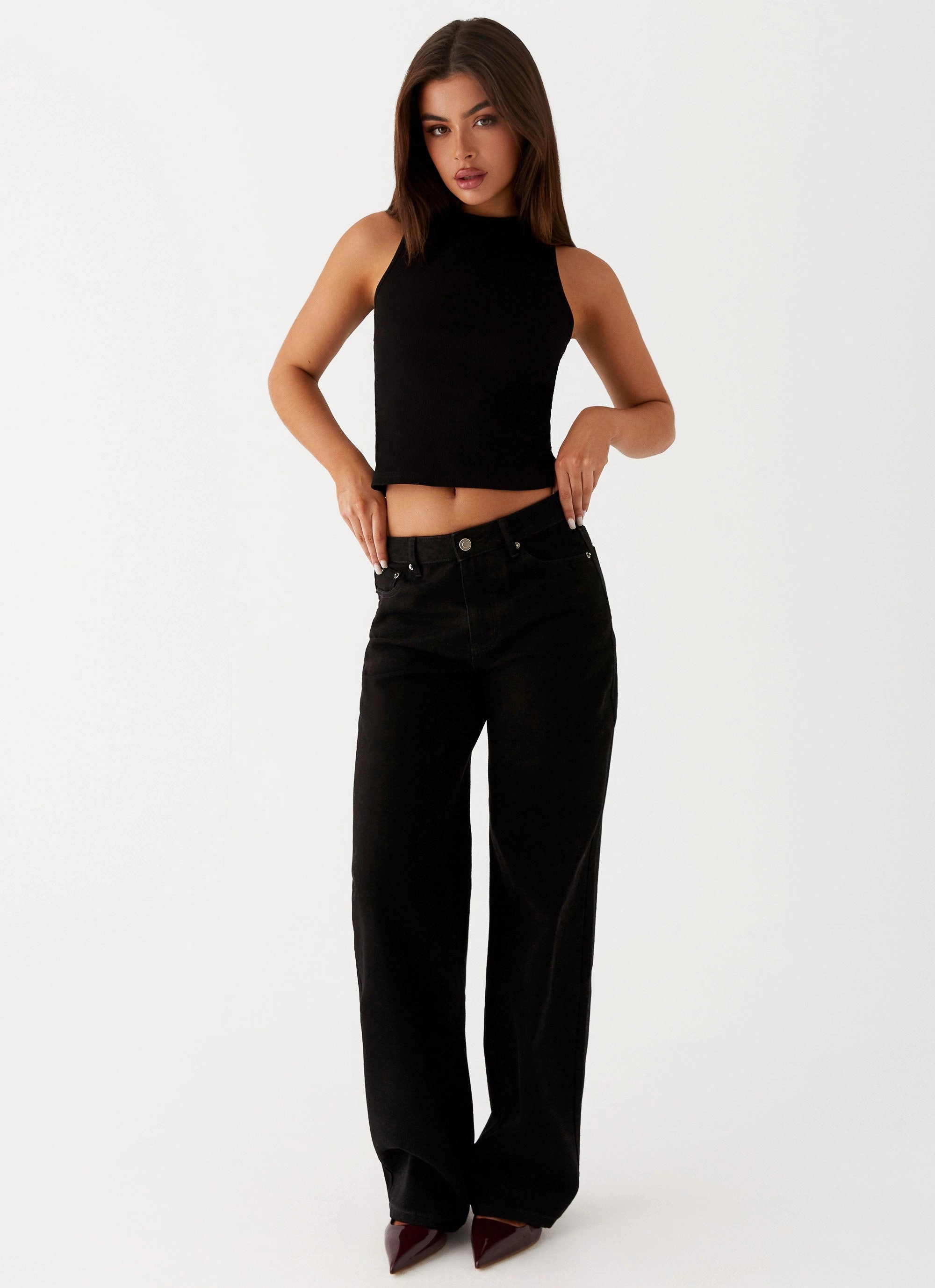 Keanna Low Rise Denim Jeans - Black All Around Fit