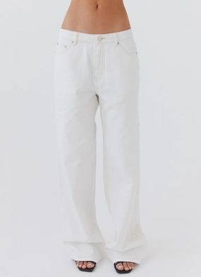 Keanna Low Rise Denim Jeans - Ivory SmoothZipClosure