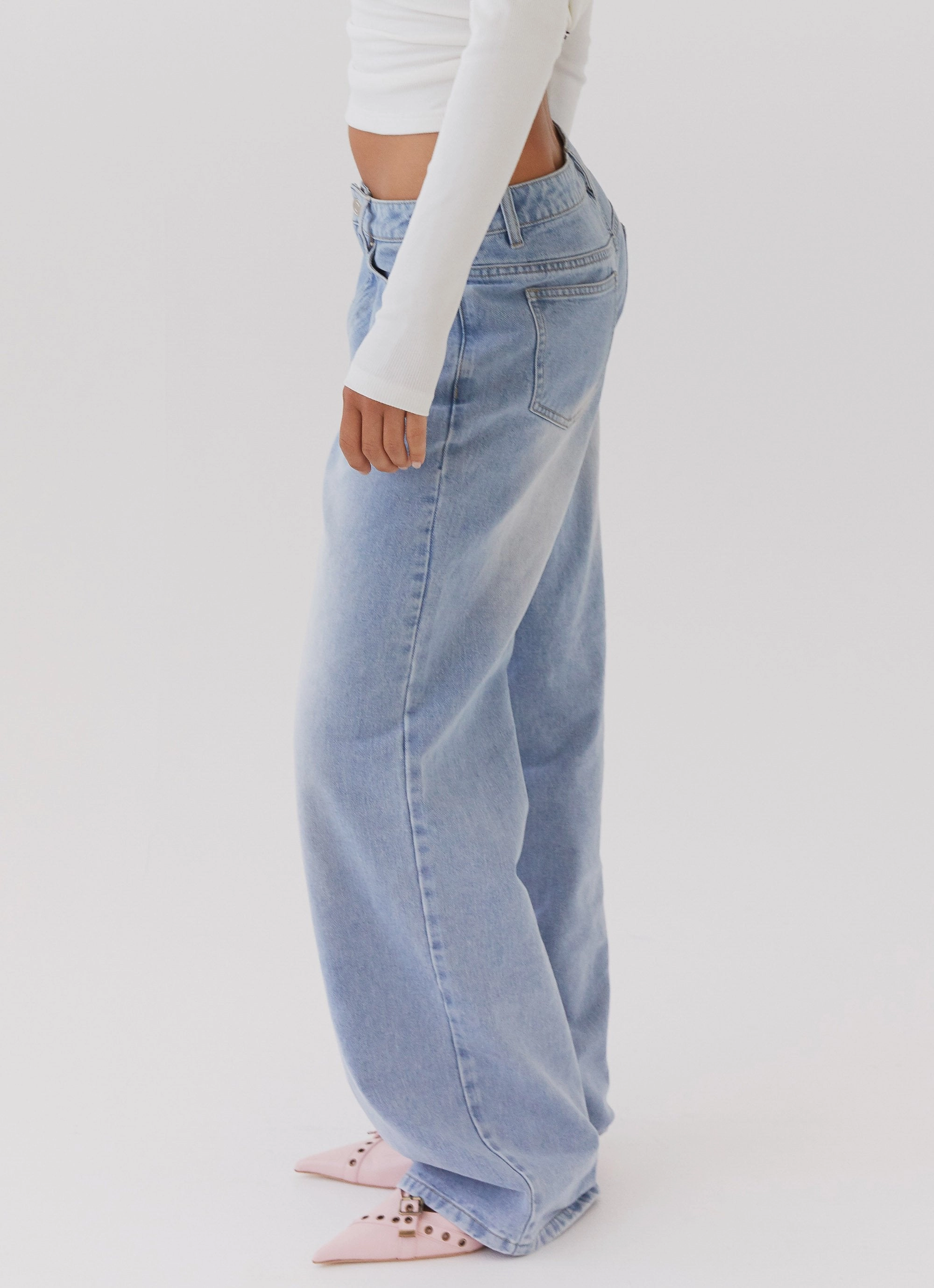 Effortless Comfort Casual Stretch Wear Keanna Low Rise Denim Jeans - Light Blue