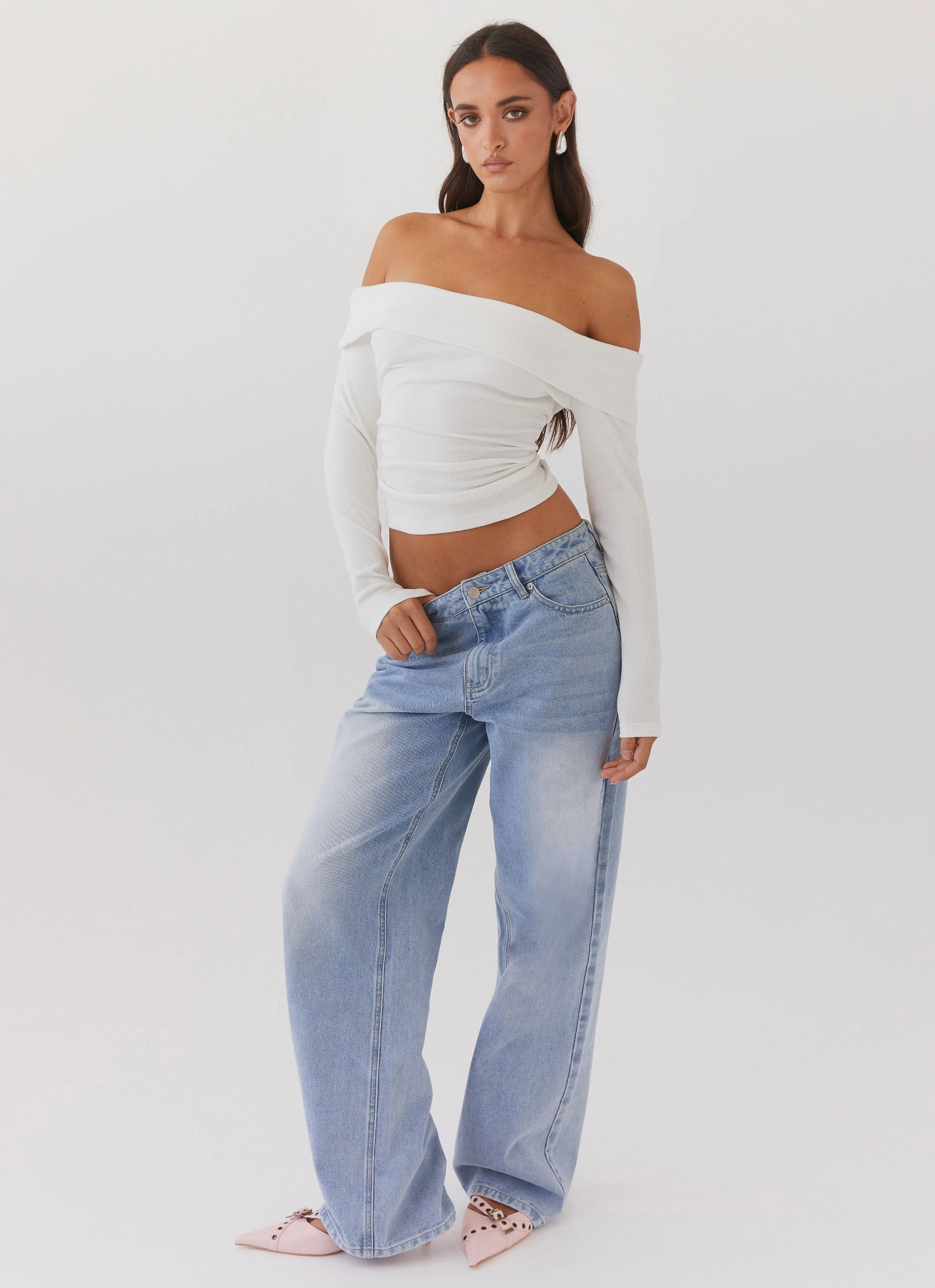 Keanna Low Rise Denim Jeans - Light Blue Cozy Material
