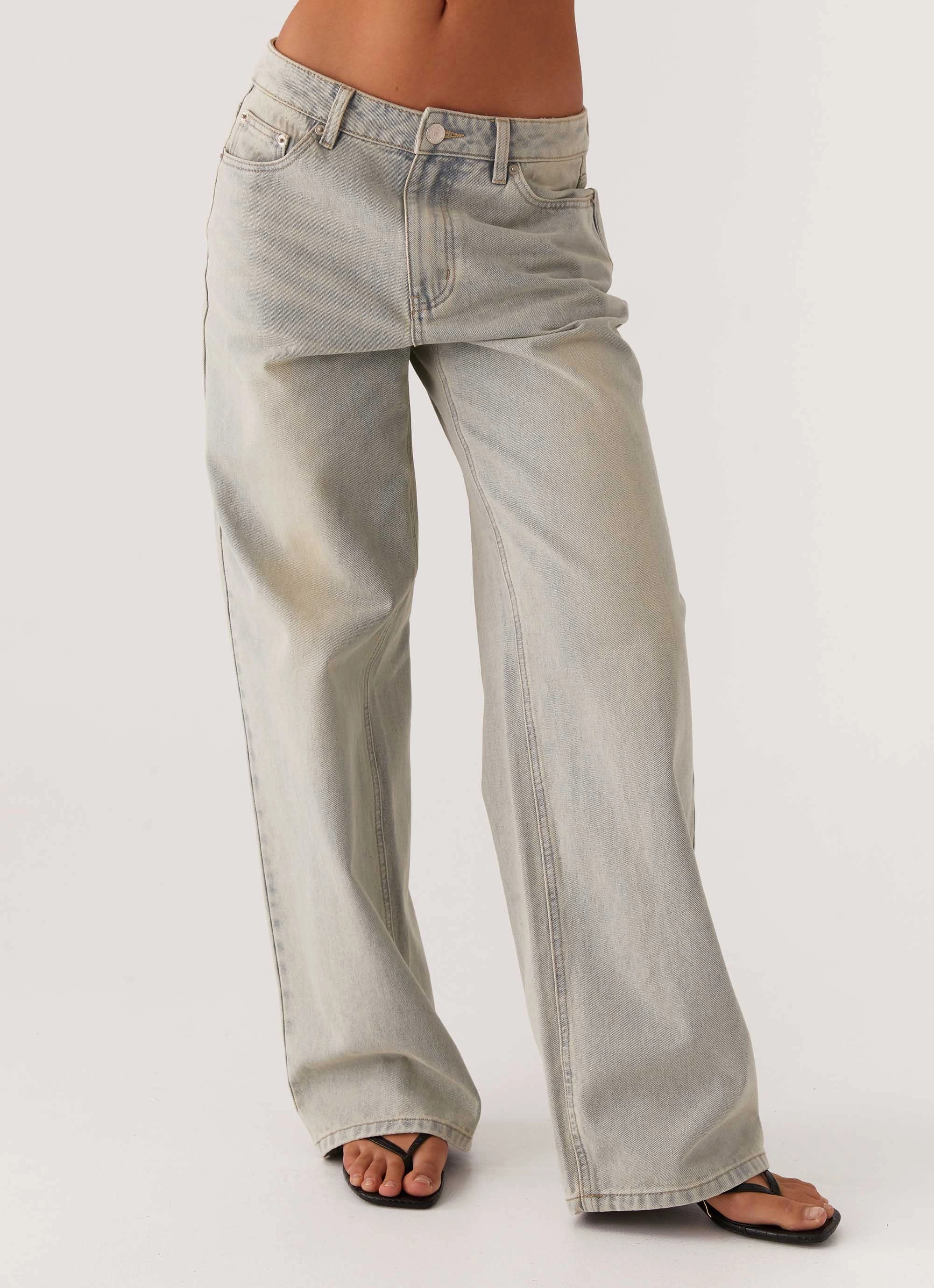 Keanna Low Rise Denim Jeans - Vintage Breathable Lining Casual Fit Design