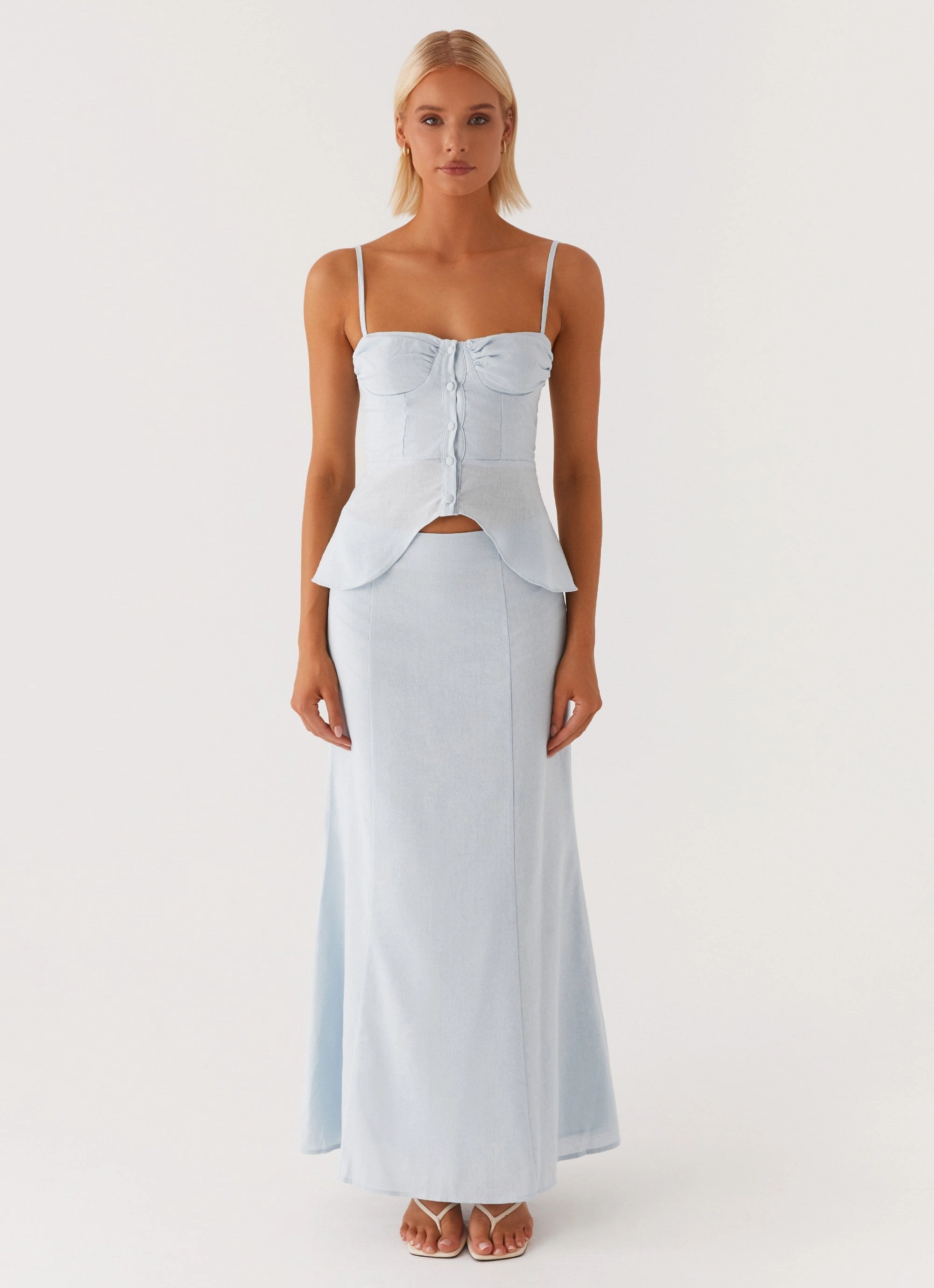 Matte Finish Weekend Style Keep Moving Maxi Skirt - Blue
