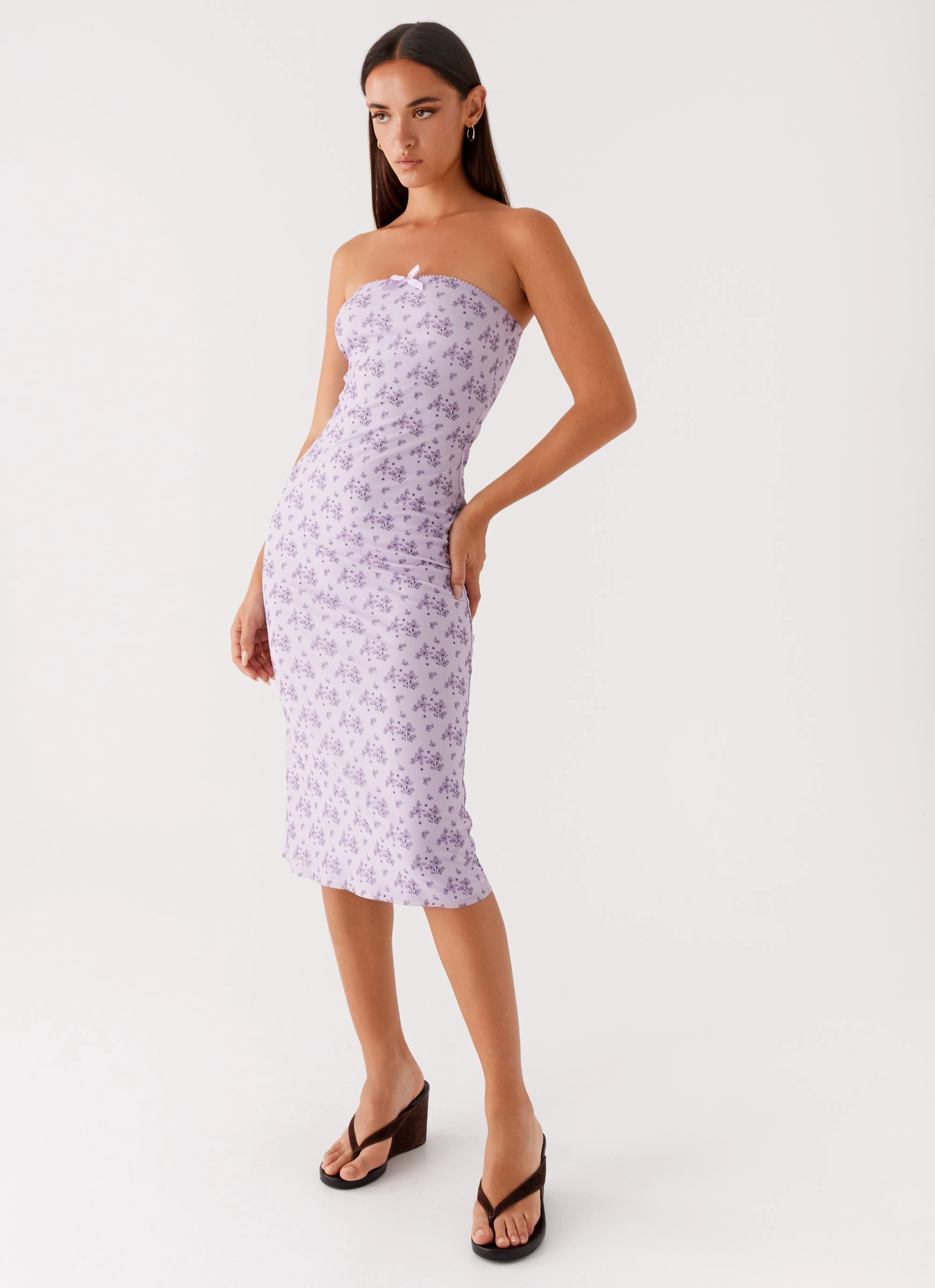 Keila Strapless Midi Dress - Lavender Meadow Versatile dress for layering