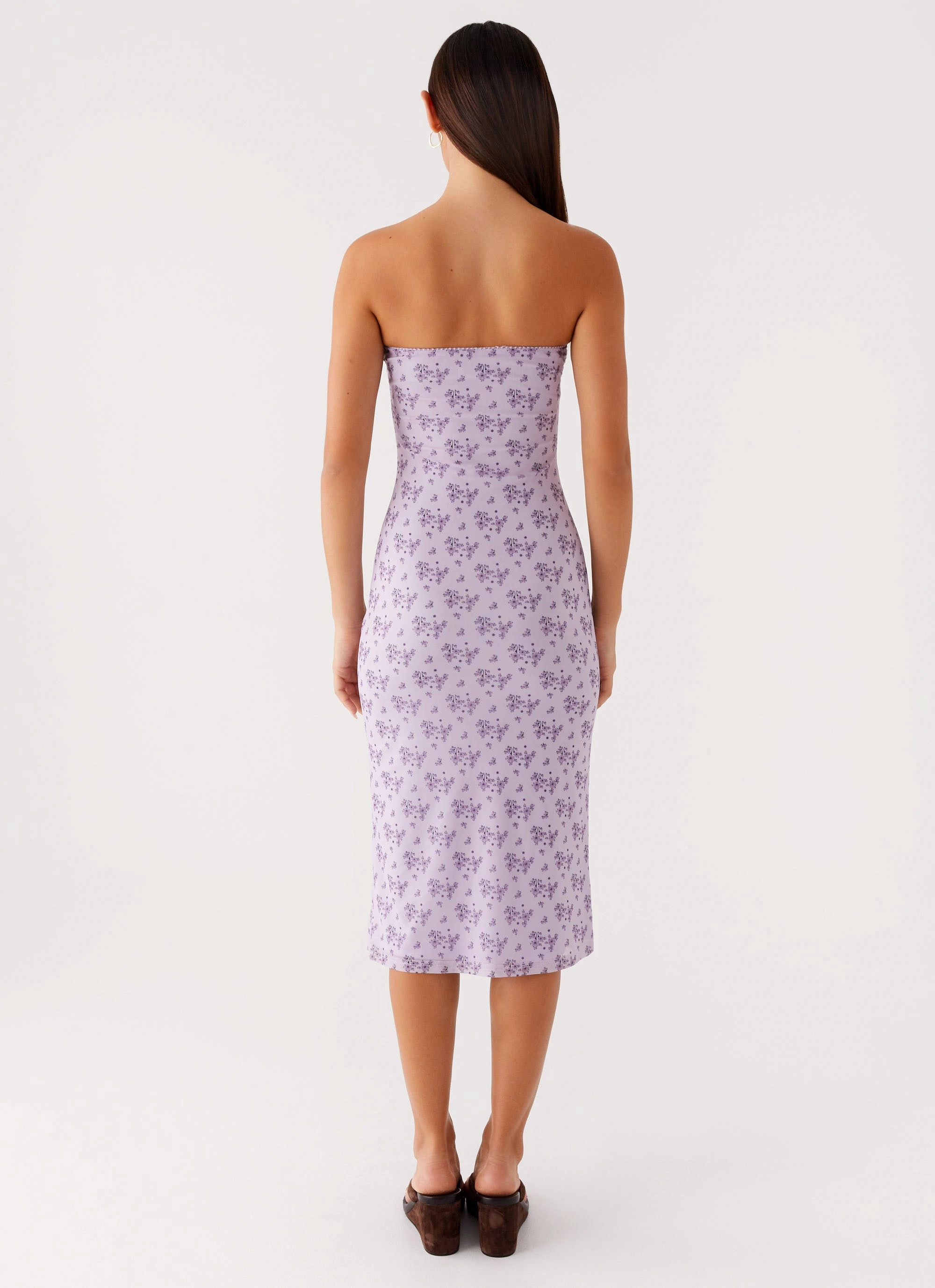 Keila Strapless Midi Dress - Lavender Meadow Pure Aesthetic Soft color