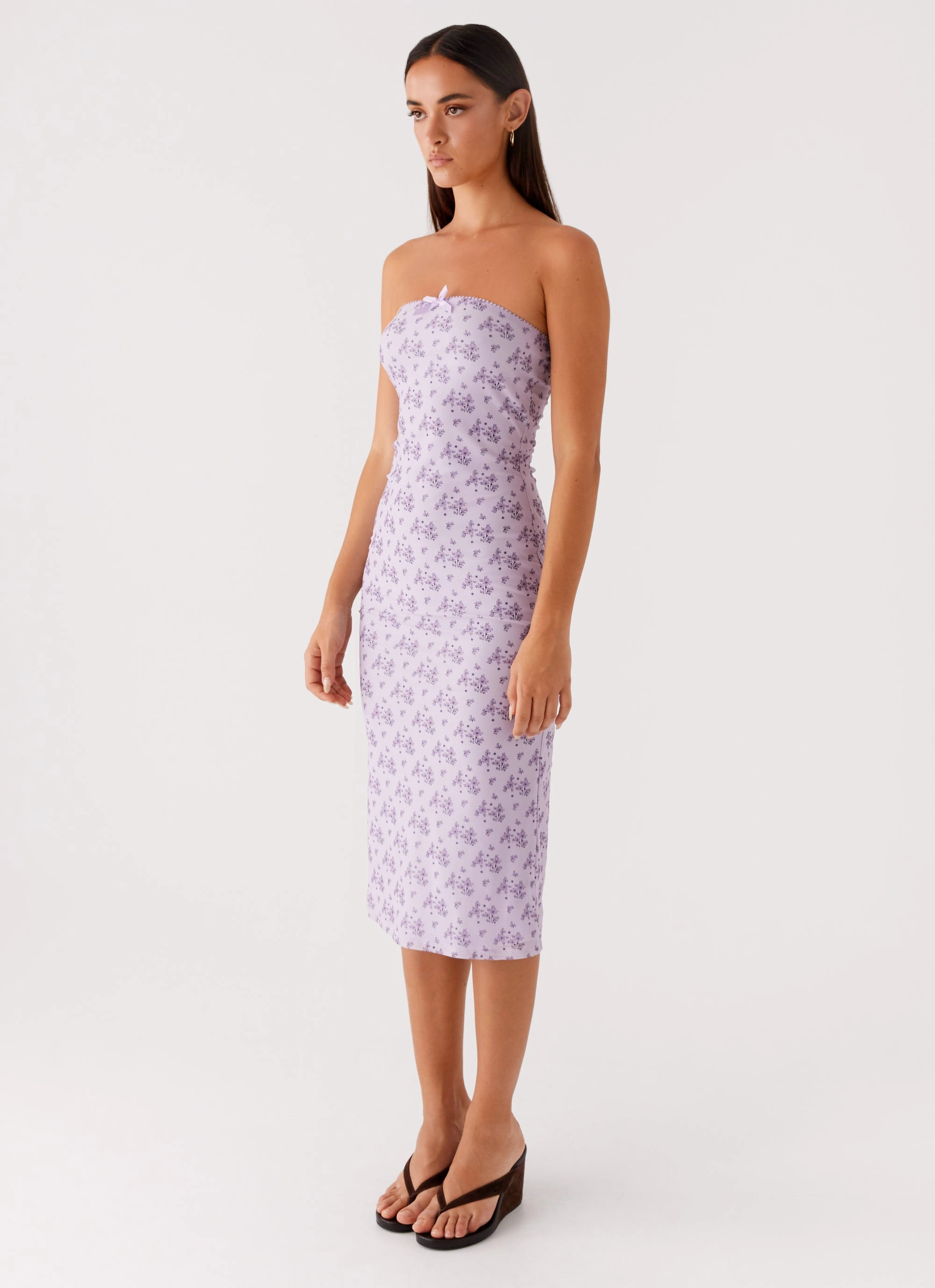 Versatile Edge Light Appeal Keila Strapless Midi Dress - Lavender Meadow