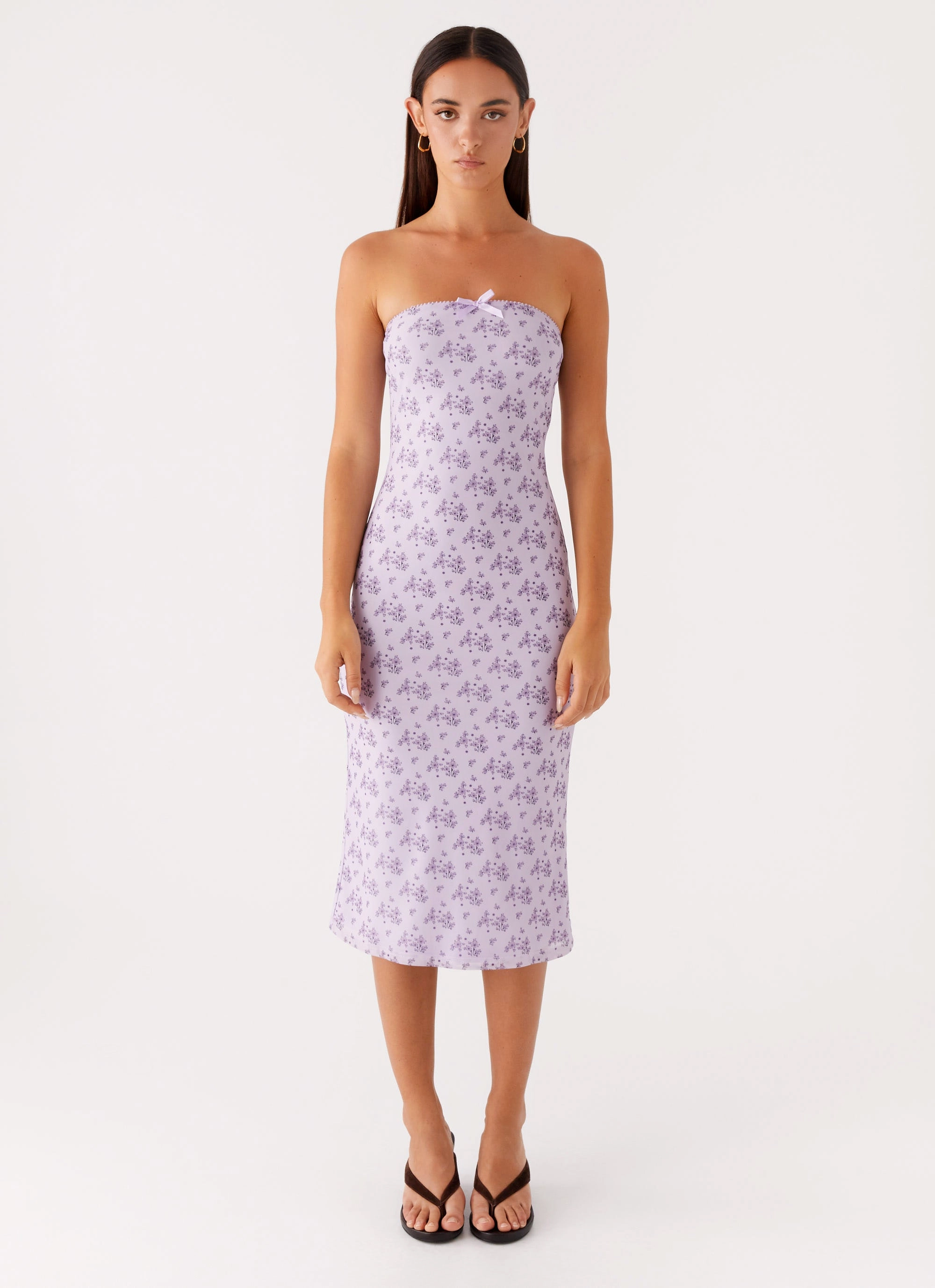 Keila Strapless Midi Dress - Lavender Meadow Office Layer