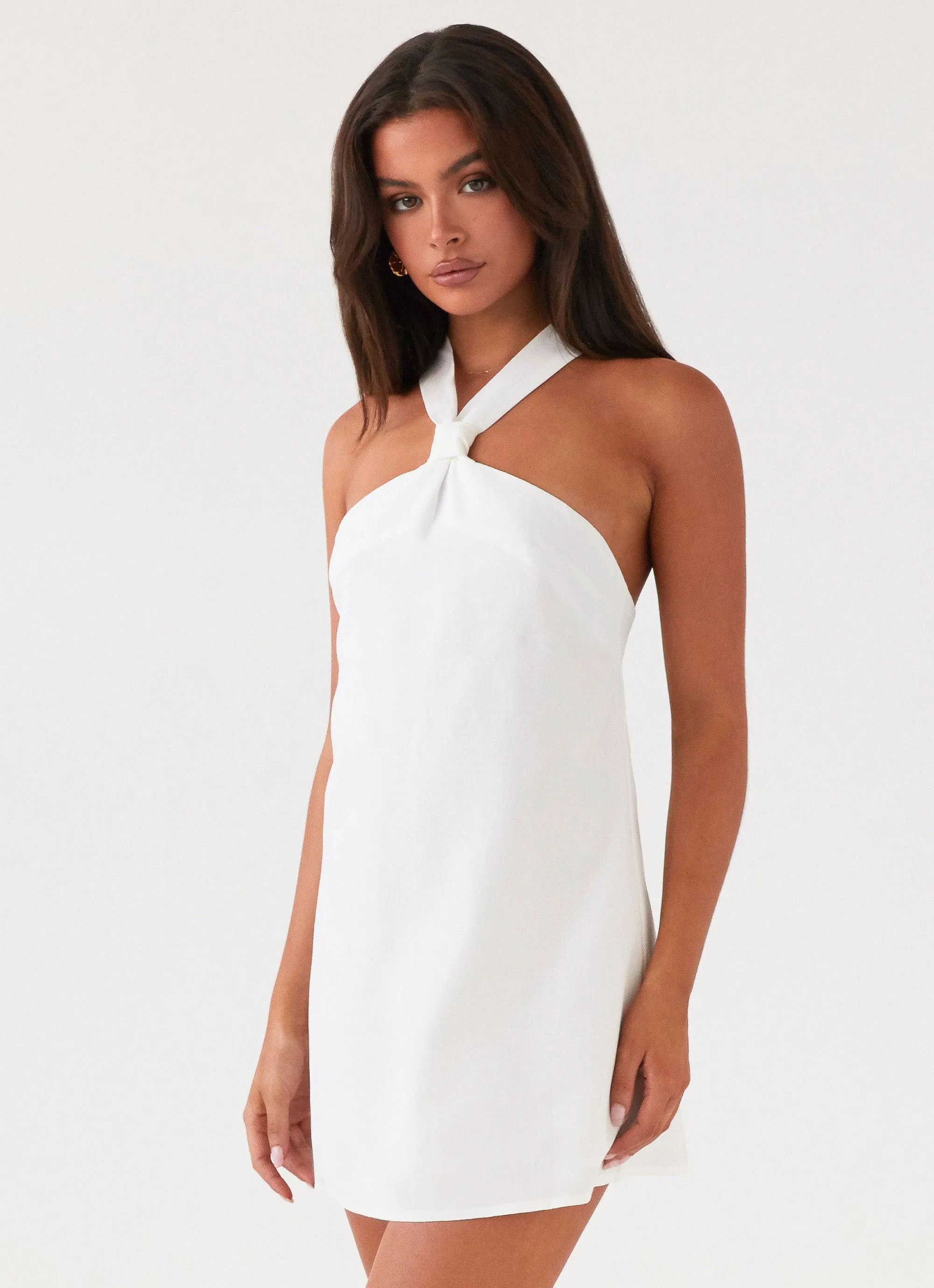 Keira Linen Mini Dress - White Cool Comfort Casual event dress
