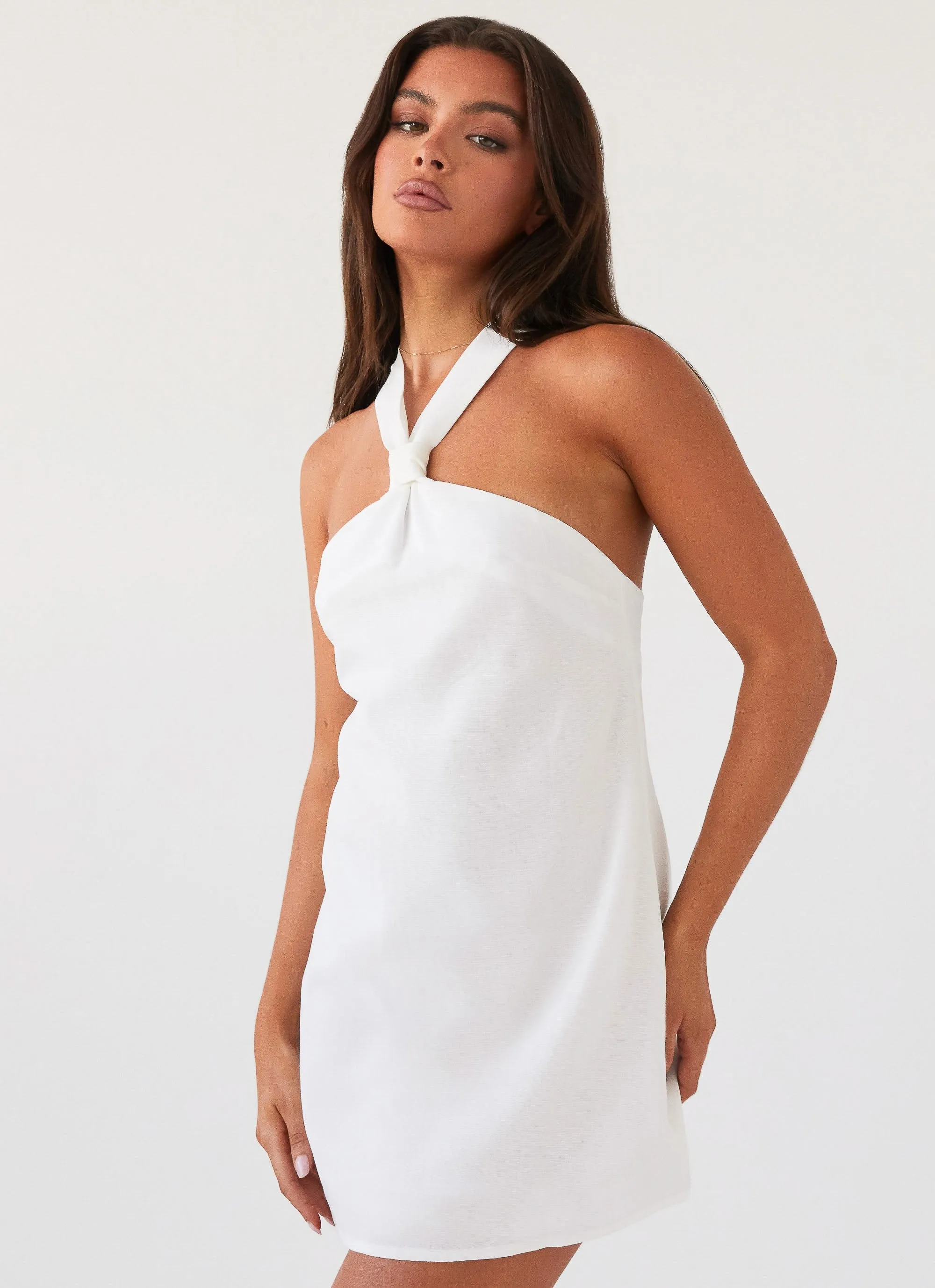 Keira Linen Mini Dress - White Essential Piece