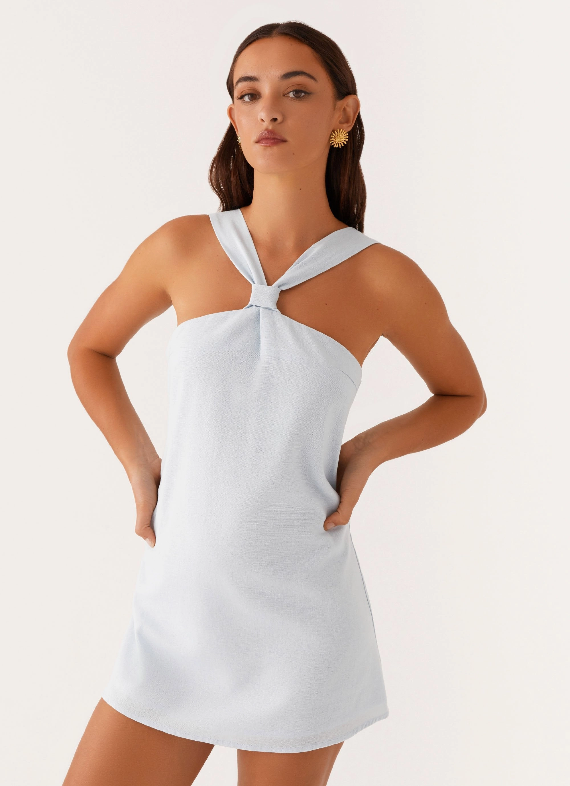 Keira Linen Mini Dress - Blue Resort Ready
