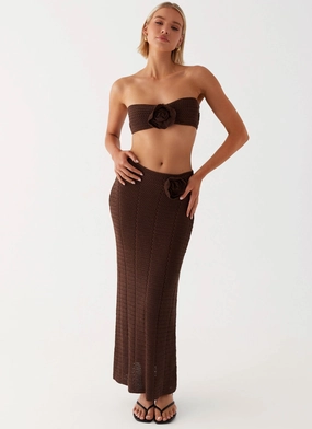 Kelcie Rose Crochet Maxi Skirt - Chocolate Chill Wear Lightwear Look