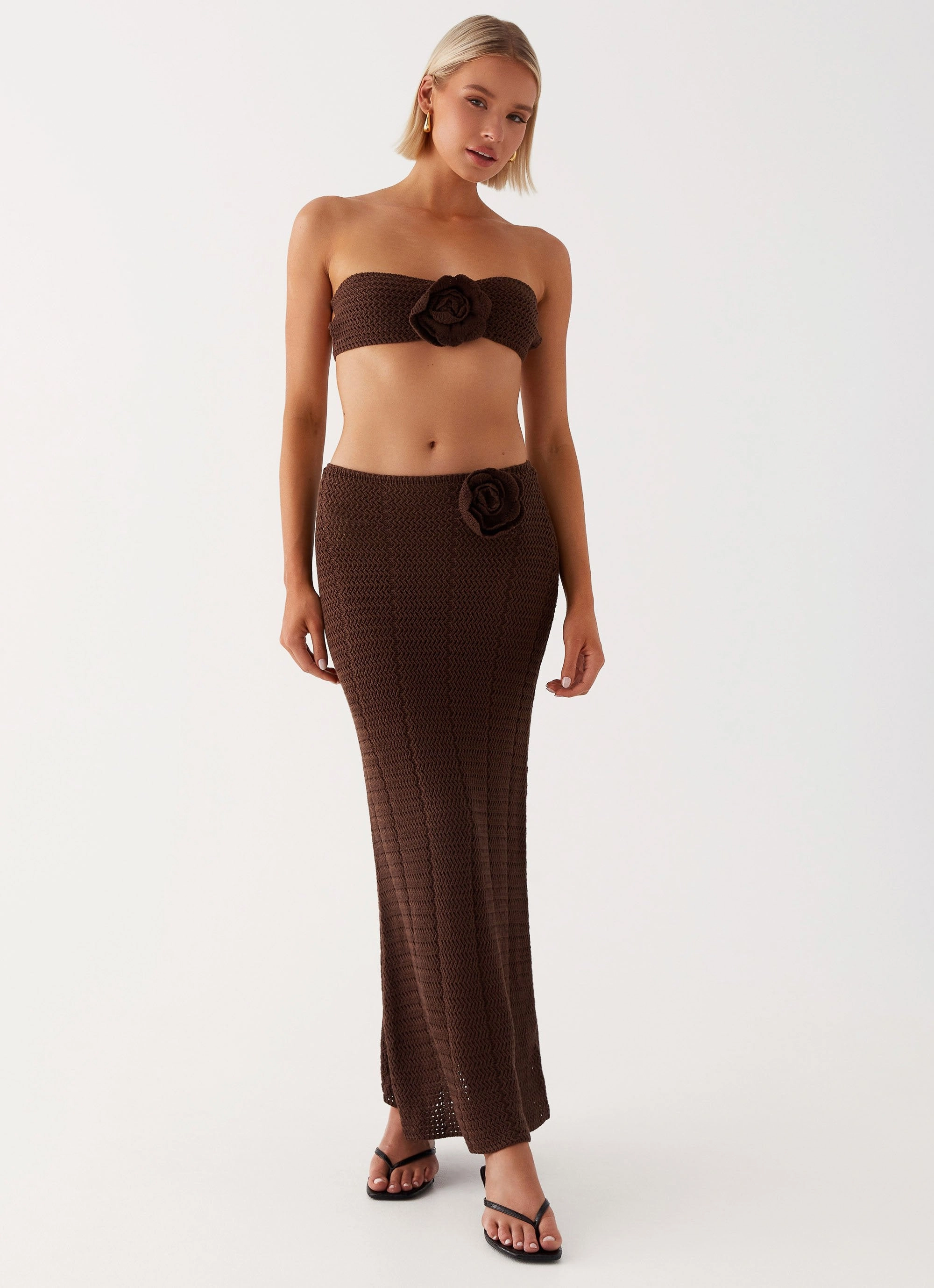 Kelcie Rose Crochet Maxi Skirt - Chocolate Polished Look