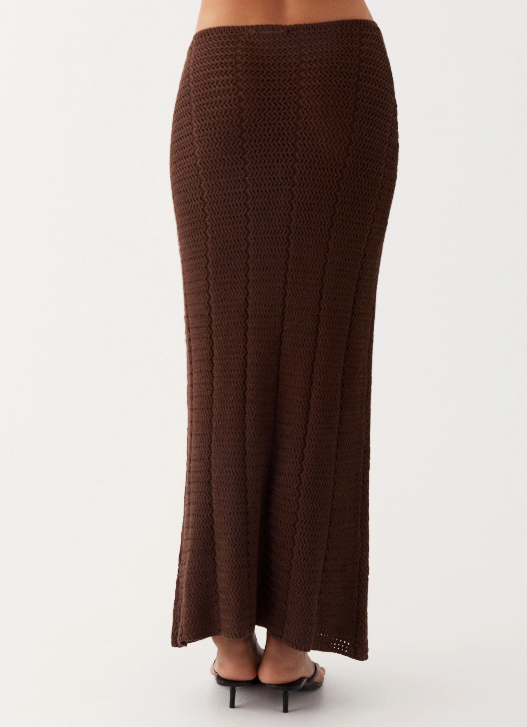 Kelcie Rose Crochet Maxi Skirt - Chocolate Breezy Outfit