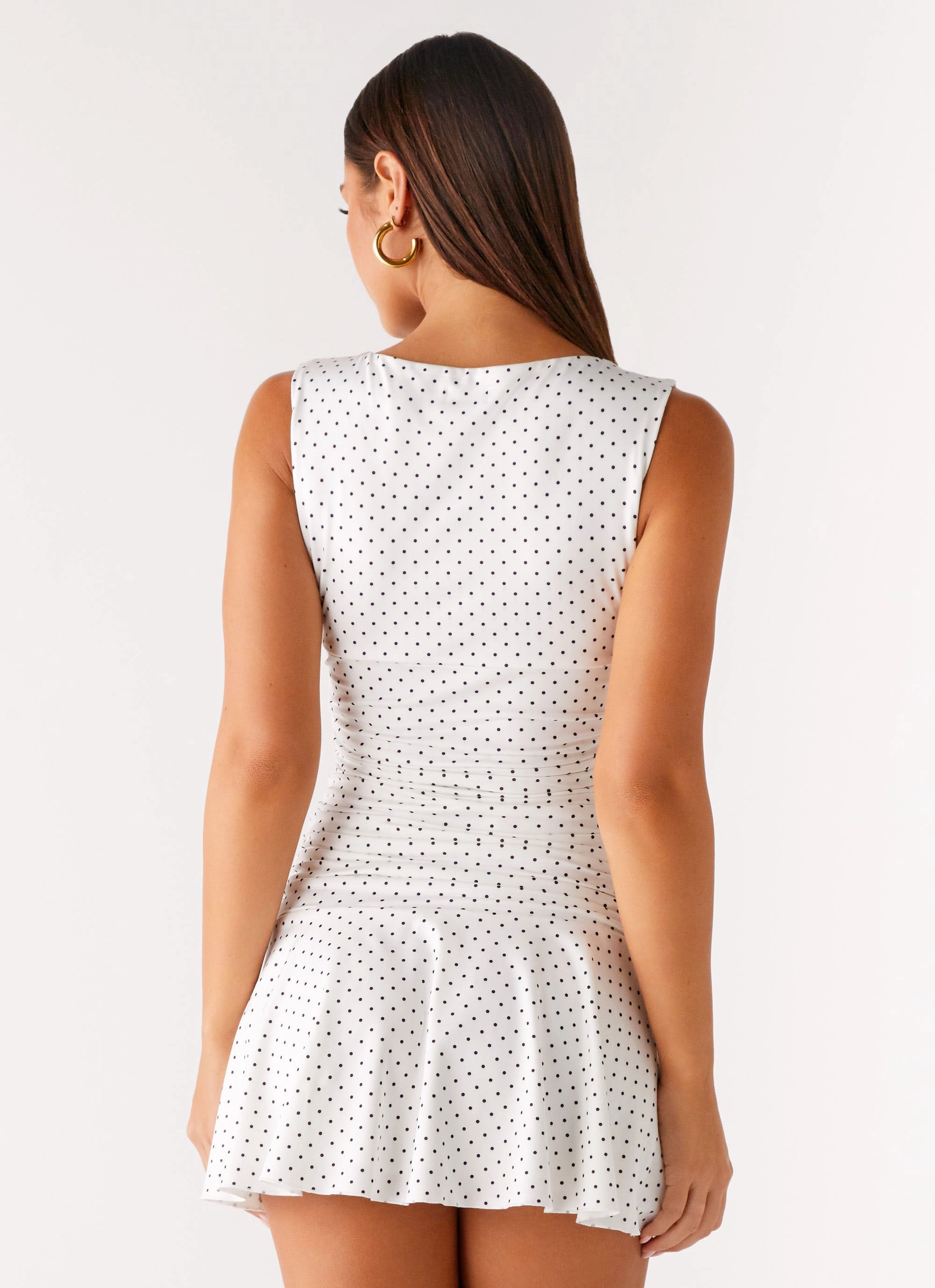 Kelda Mini Dress - White Polka Dot Light and Comfortable Wear