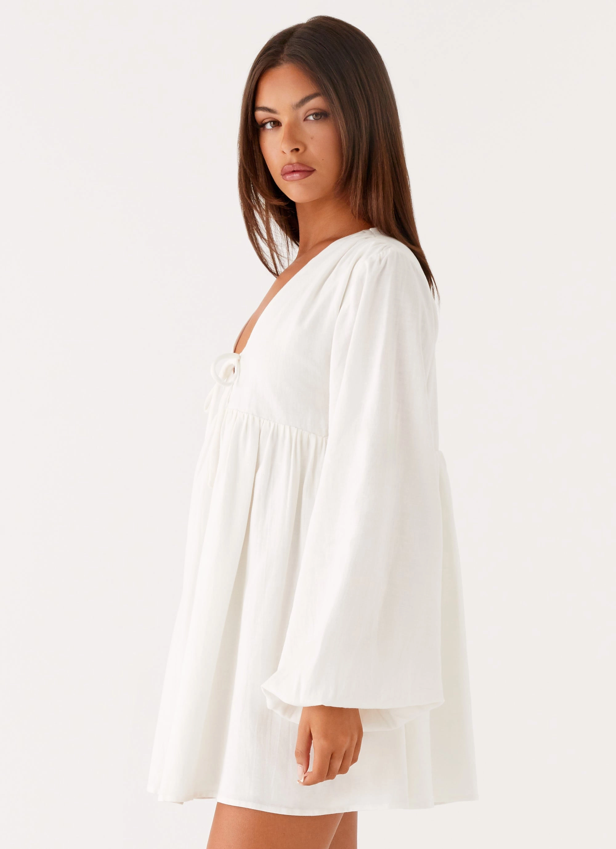 Everyday Piece Kennie Linen Mini Dress - White