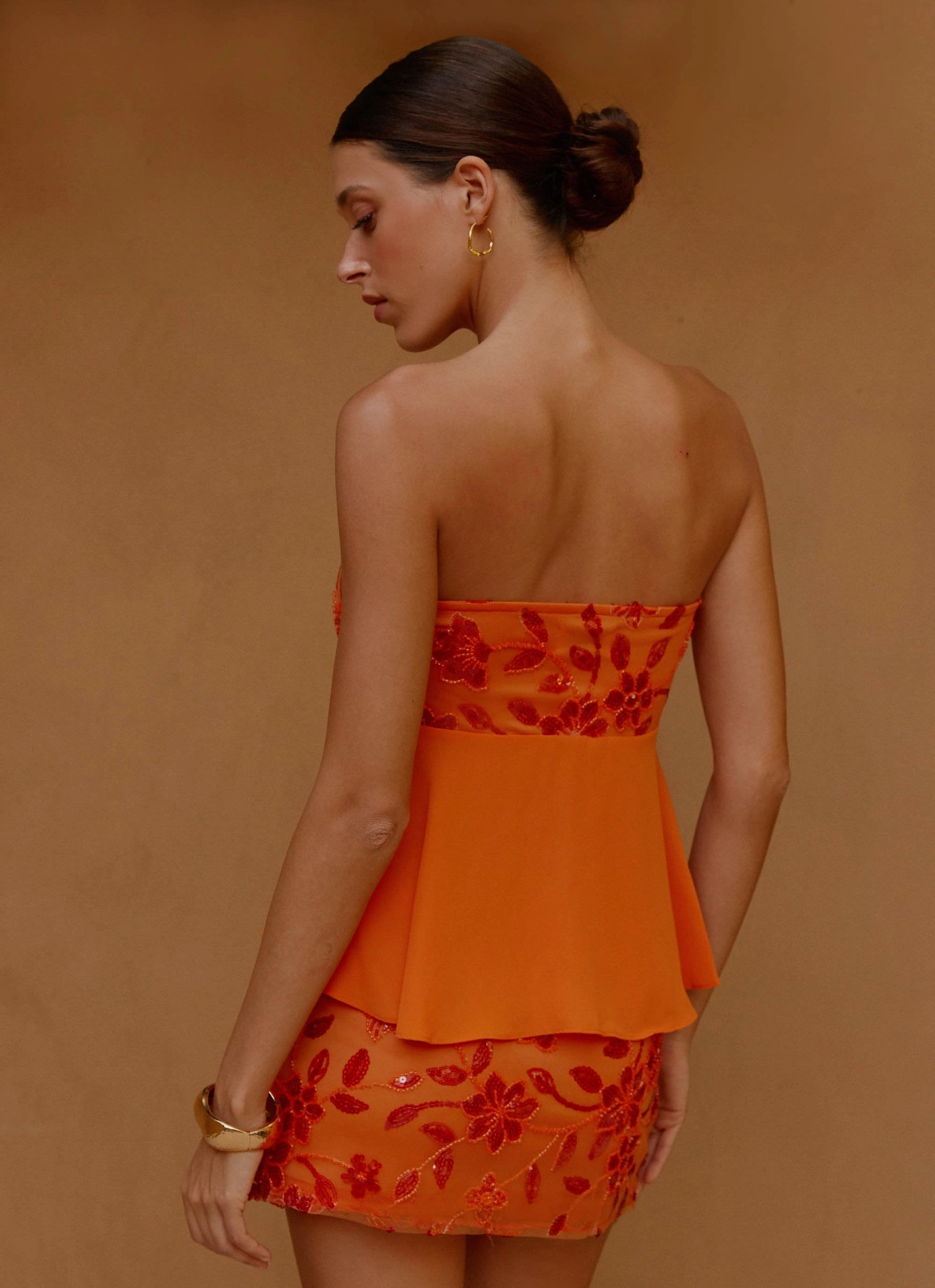 Comfortable Fabric Kenya Beaded Halter Top - Orange